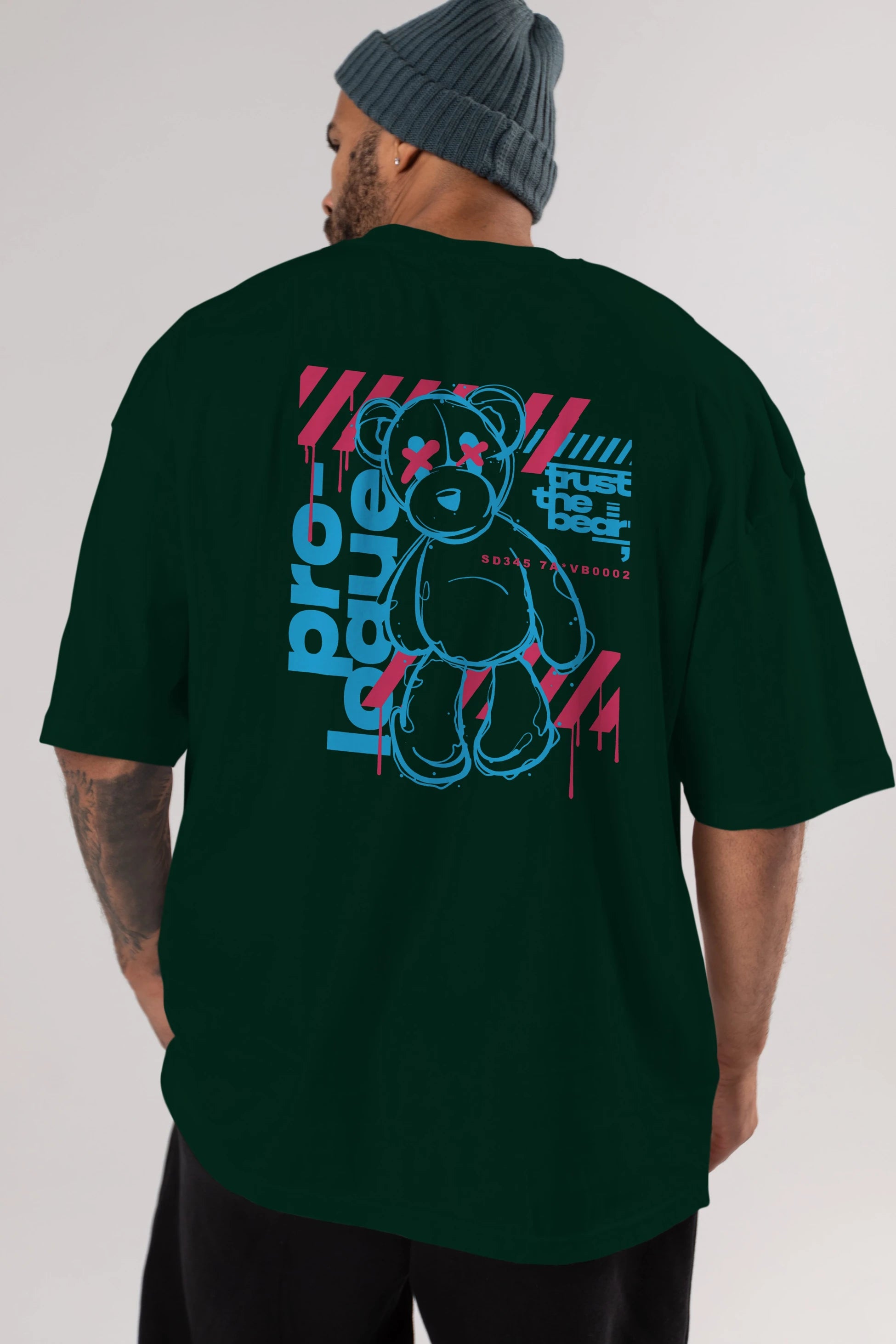 Trust The Bear Arka Baskılı Oversize t-shirt Erkek Kadın Unisex
