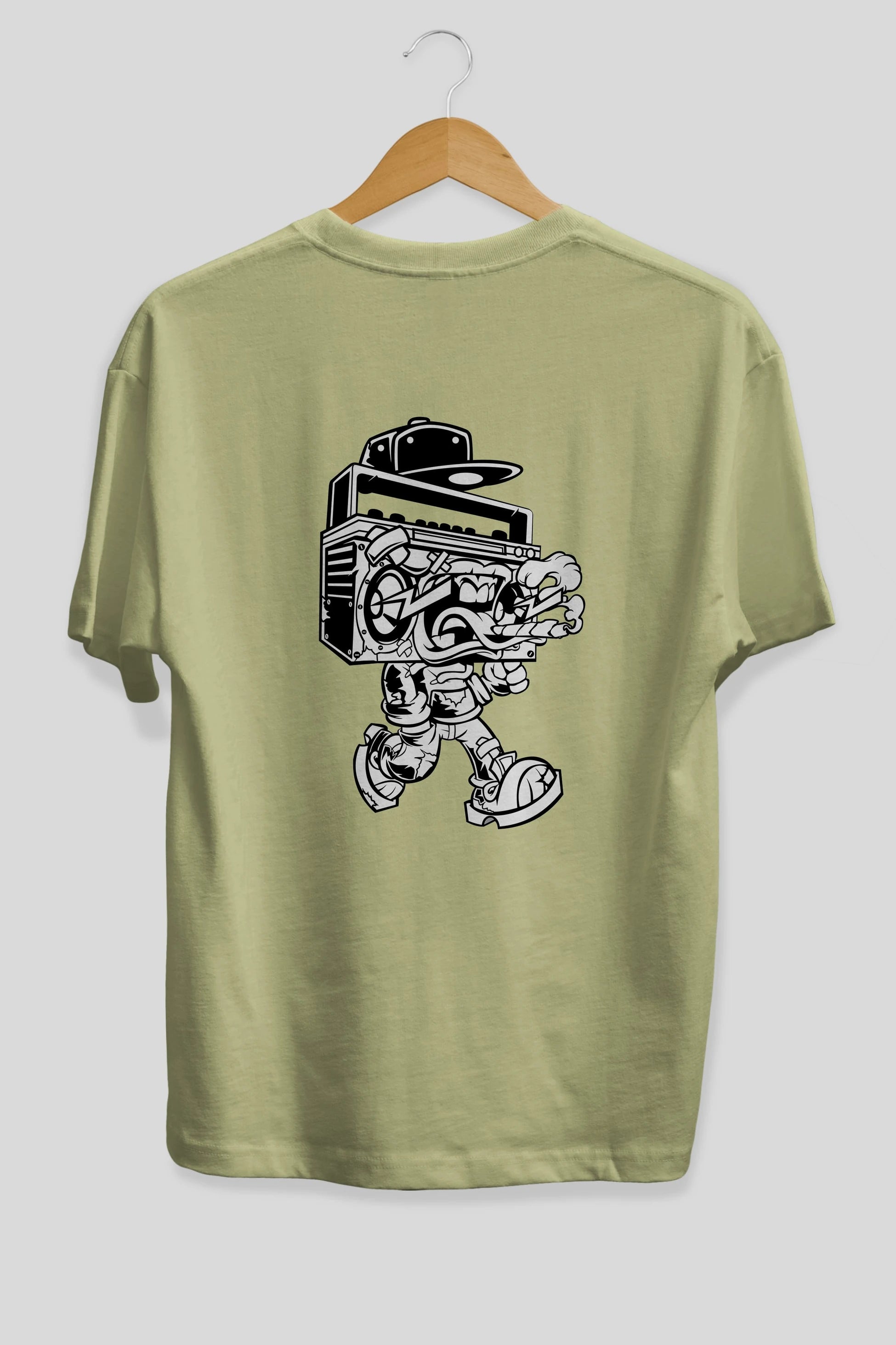 Boombox Arka Baskılı Oversize t-shirt Erkek Kadın Unisex %100 Pamuk tişort