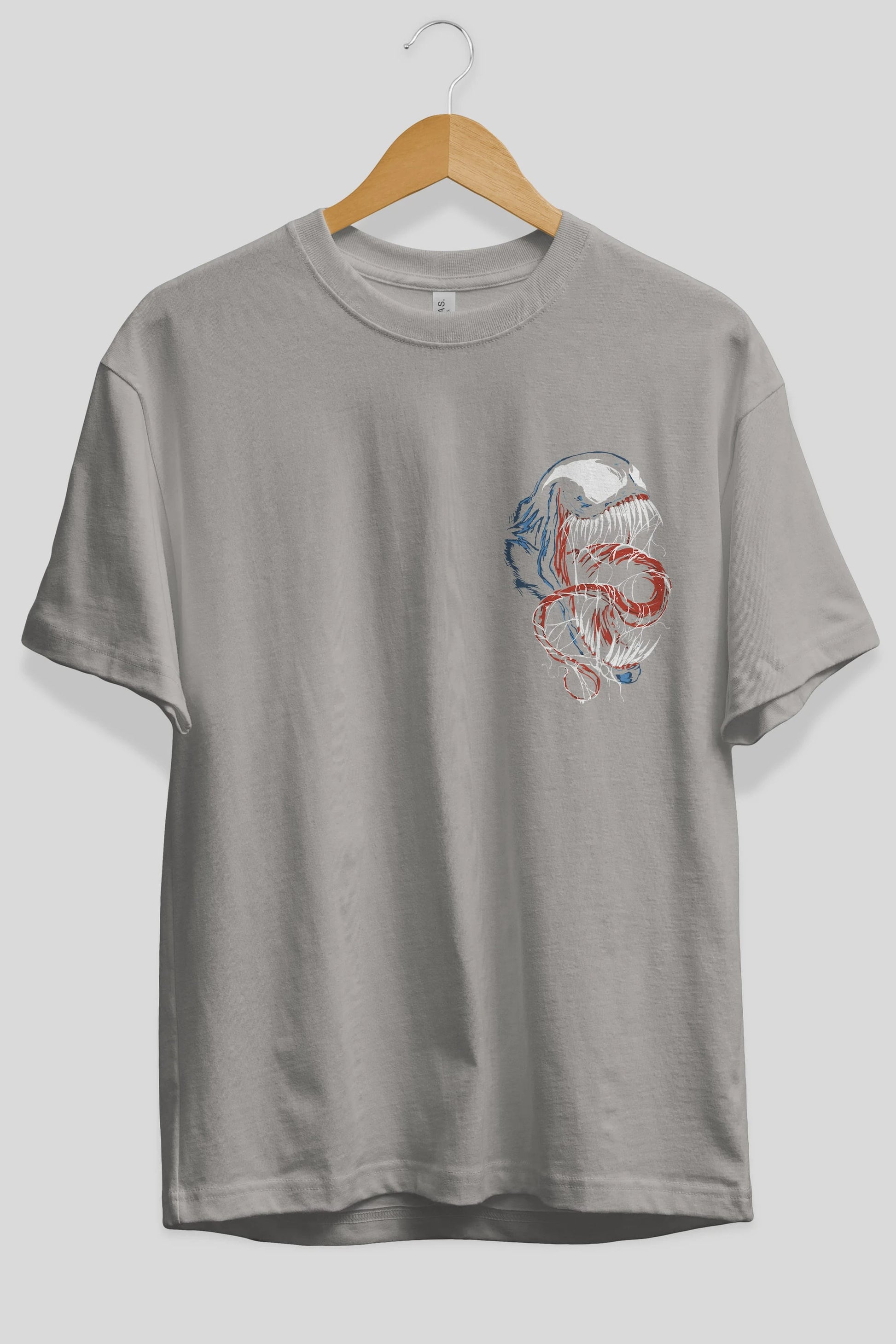 Venom (10) Ön Sol Baskılı Oversize t-shirt Erkek Kadın Unisex %100 Pamuk Bisiklet Yaka tişort