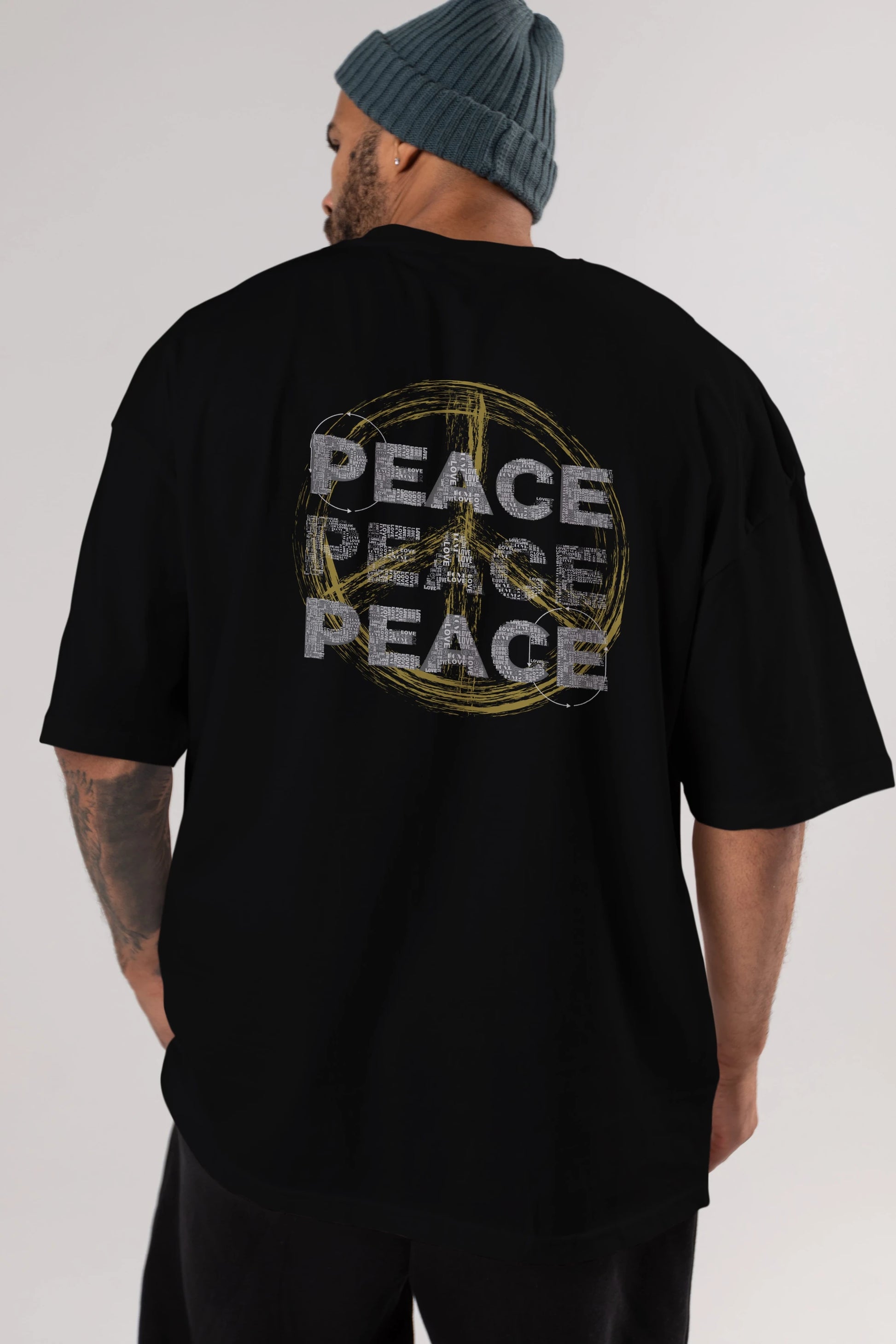 Peace Yazılı Arka Baskılı Oversize t-shirt Erkek Kadın Unisex