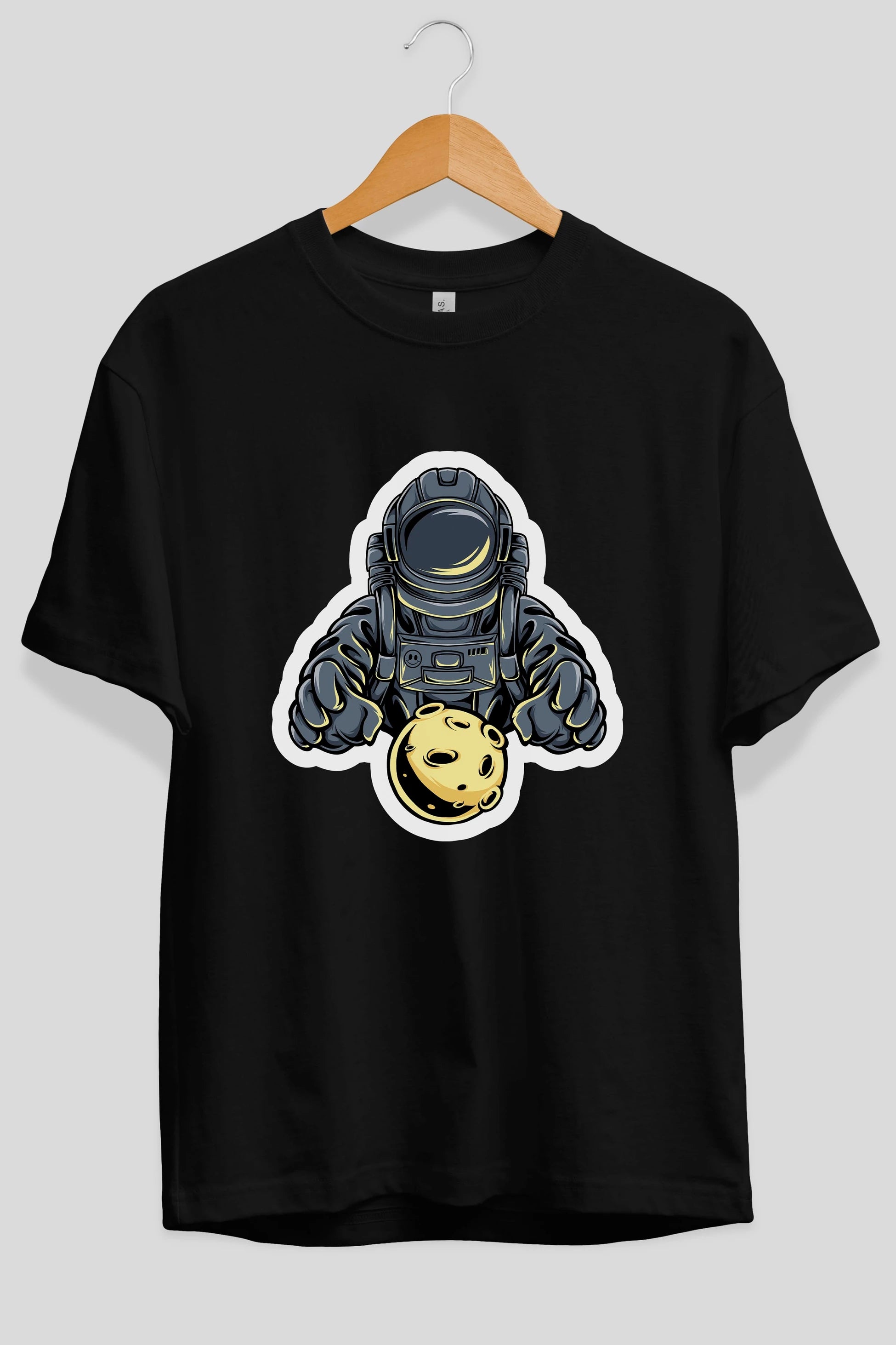 Astromoon sticker Ön Baskılı Oversize t-shirt Erkek Kadın Unisex