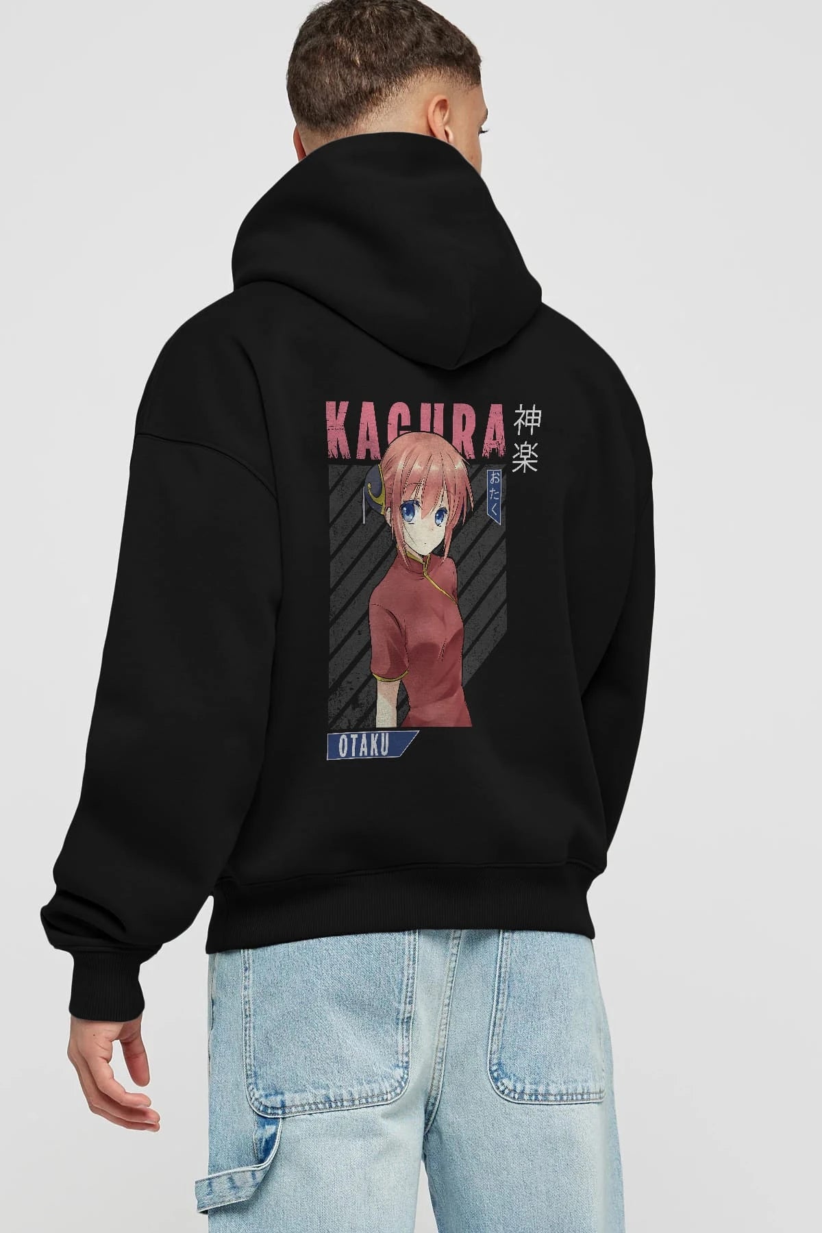Kagura GINTAMA Anime Arka Baskılı Hoodie Oversize Kapüşonlu Sweatshirt Erkek Kadın Unisex