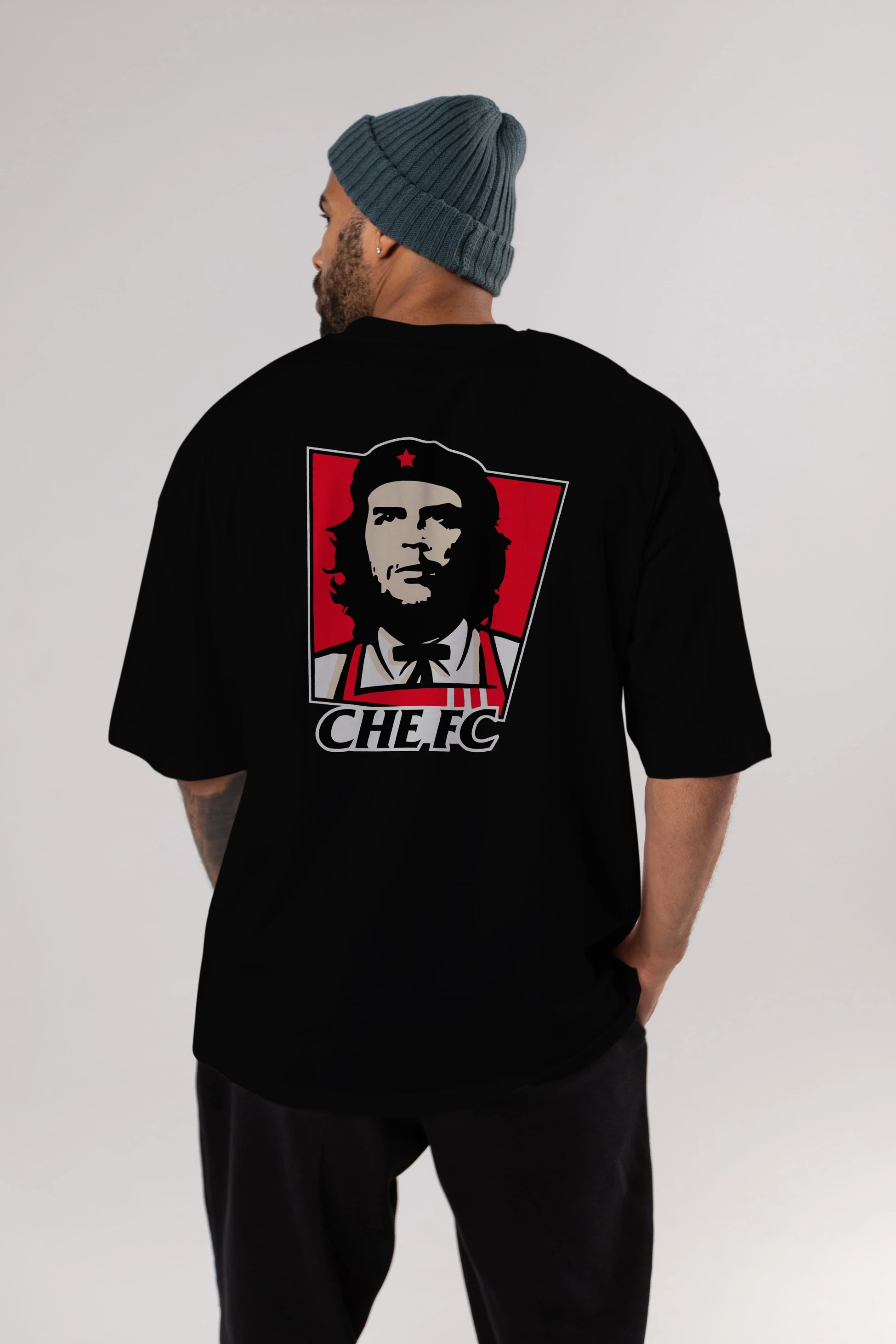 Che FC Arka Baskılı Oversize t-shirt Erkek Kadın Unisex %100 Pamuk Bisiklet Yaka tişort