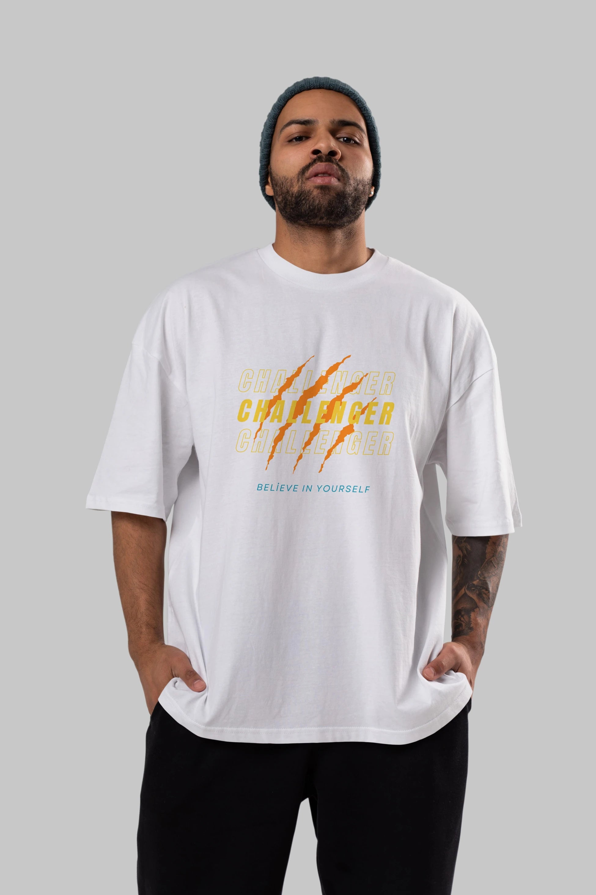 Challenger Yazılı Ön Baskılı Oversize t-shirt Erkek Kadın Unisex