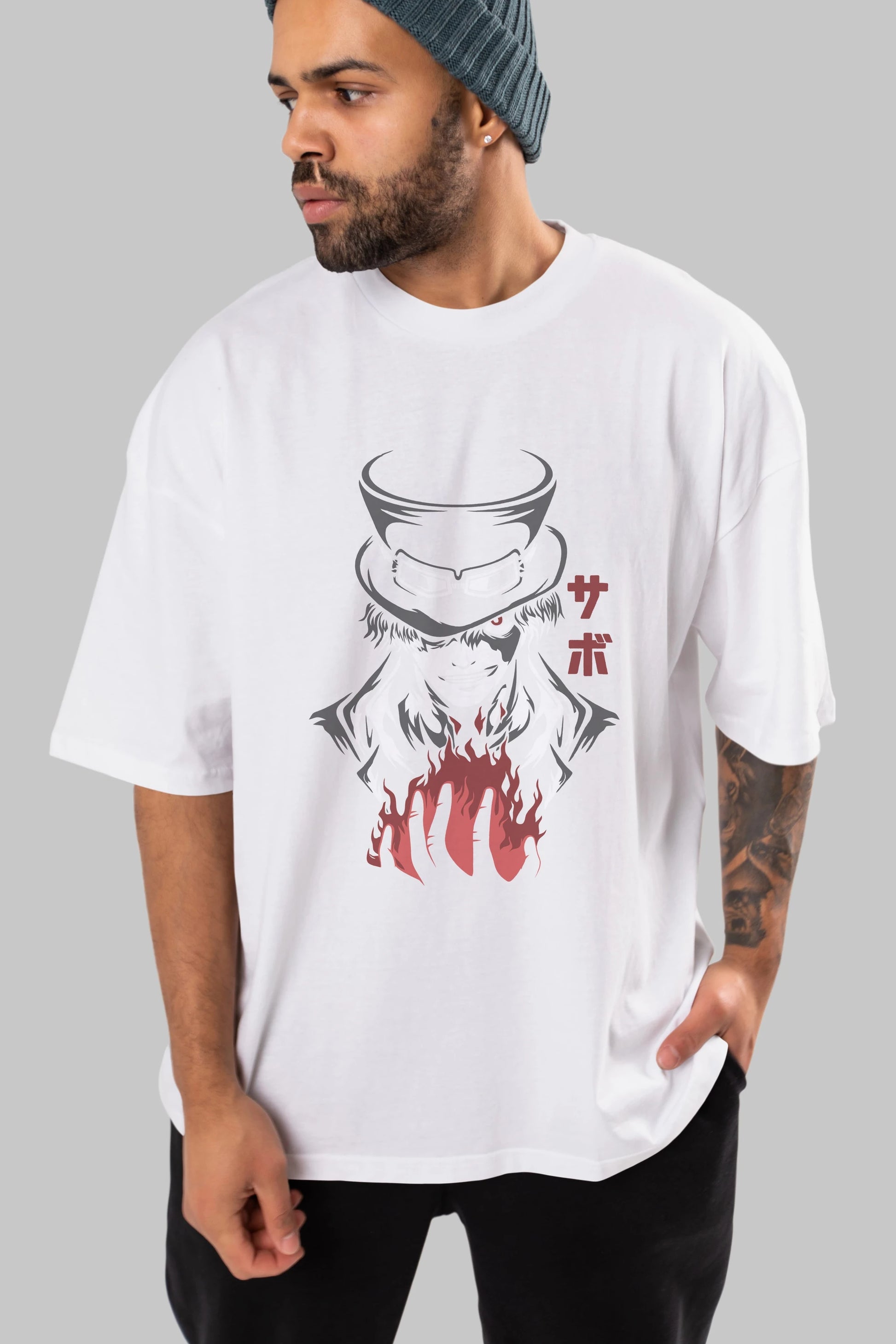 SaboOnePiece Anime Ön Baskılı Oversize t-shirt %100 pamuk Erkek Kadın Unisex