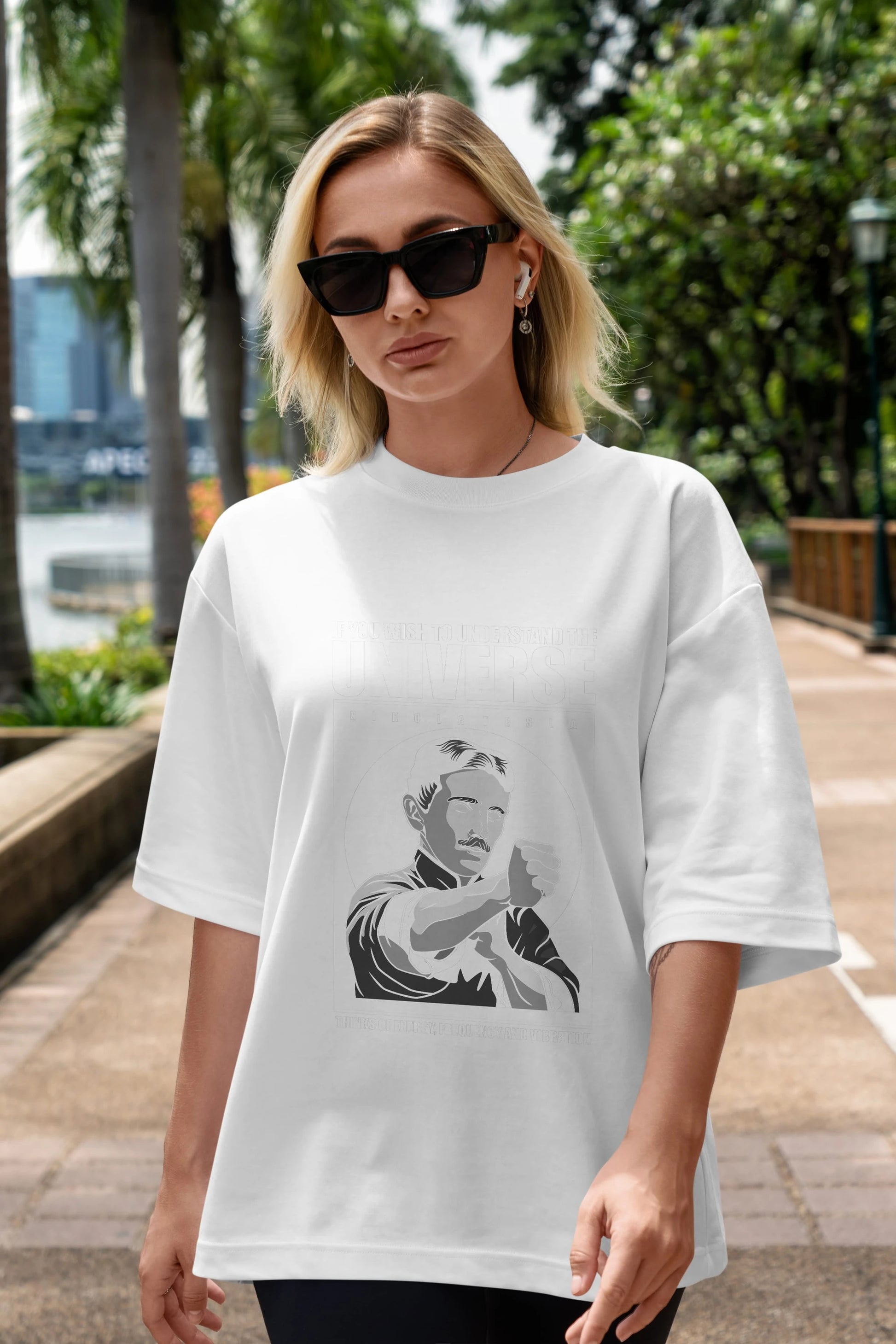 Nicola Tesla Ip Man Ön Baskılı Oversize t-shirt Erkek Kadın Unisex %100 Pamuk tişort