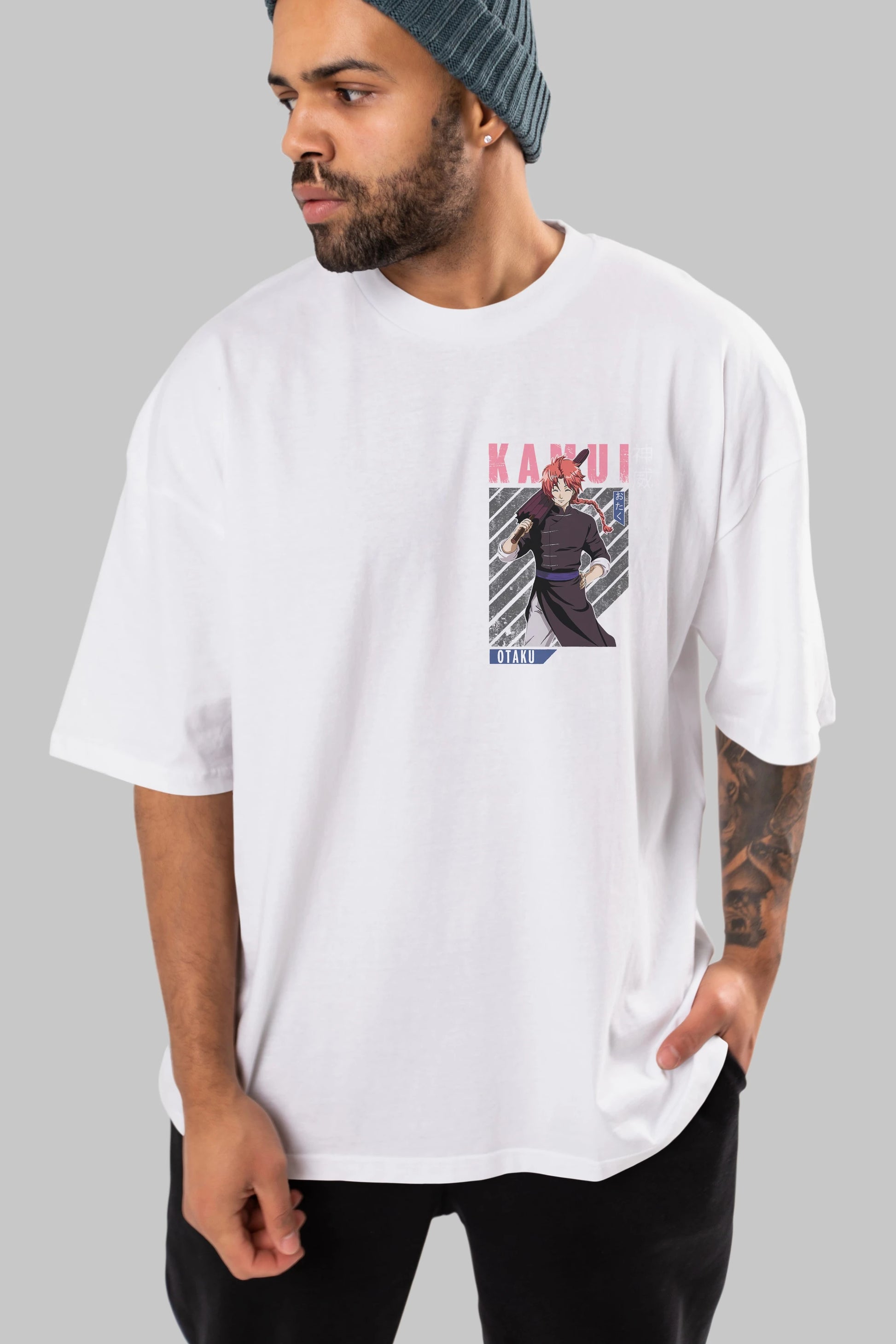 Kamui GINTAMA 1 Ön Sol Baskılı Oversize t-shirt Erkek Kadın Unisex %100 Pamuk Bisiklet Yaka tişort
