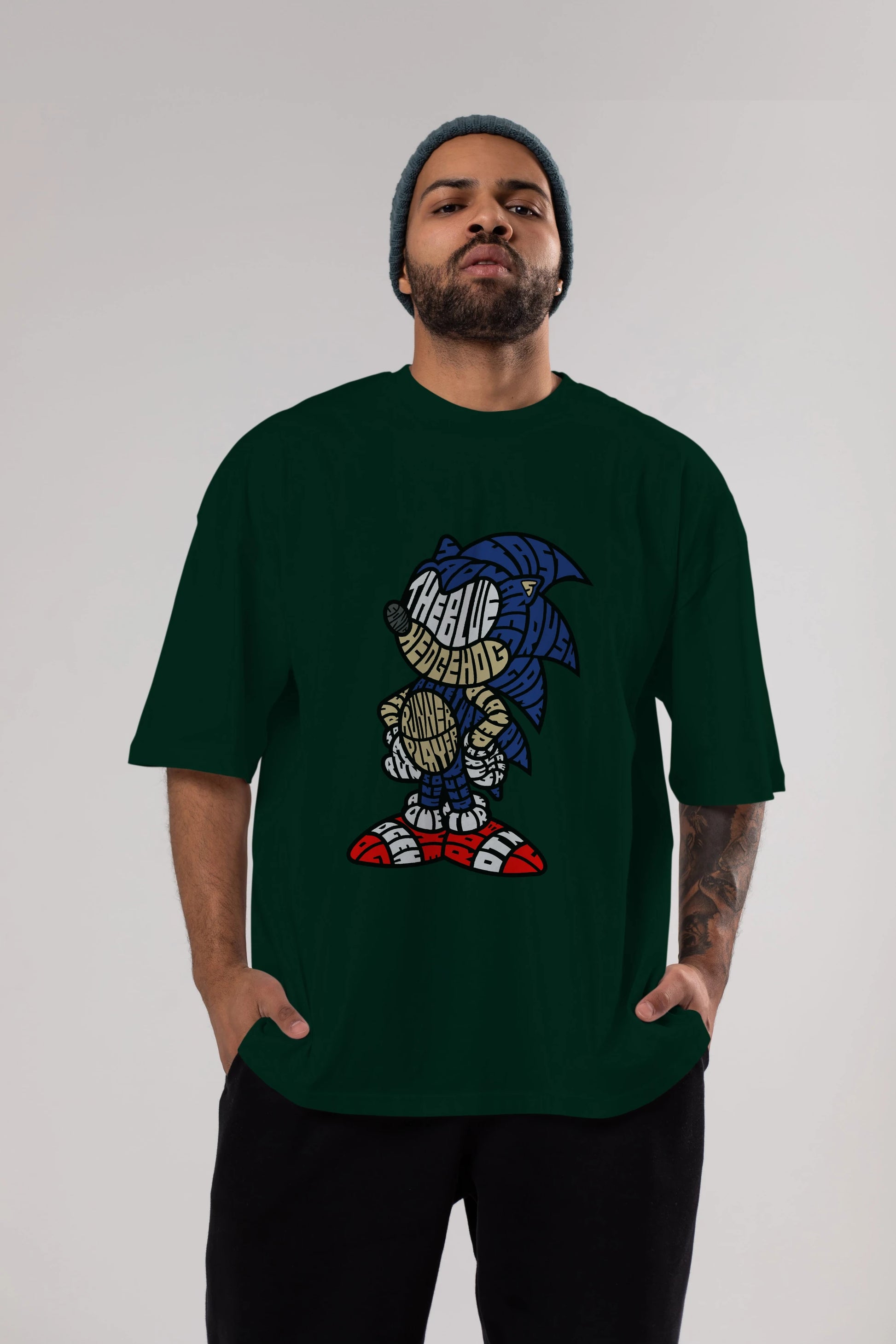 The Blue Hedgehog Ön Baskılı Oversize t-shirt %100 pamuk Erkek Kadın Unisex