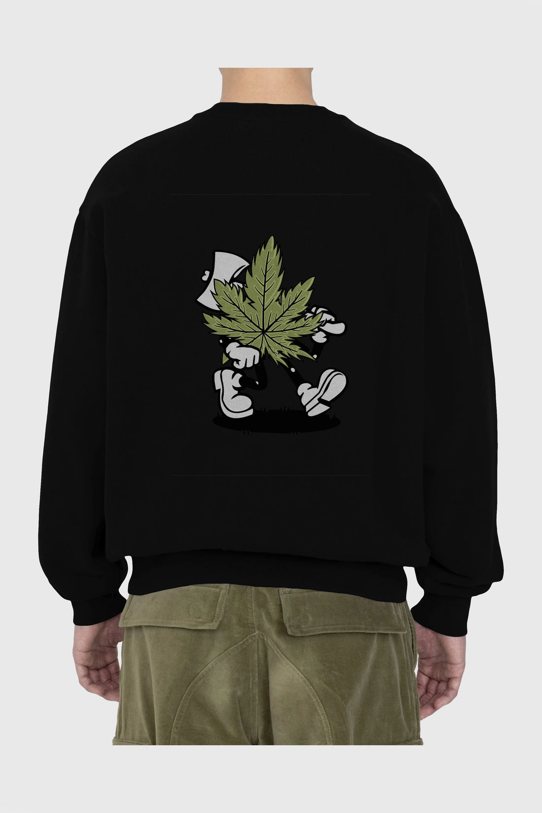 Weed Arka Baskılı Oversize Sweatshirt Erkek Kadın Unisex