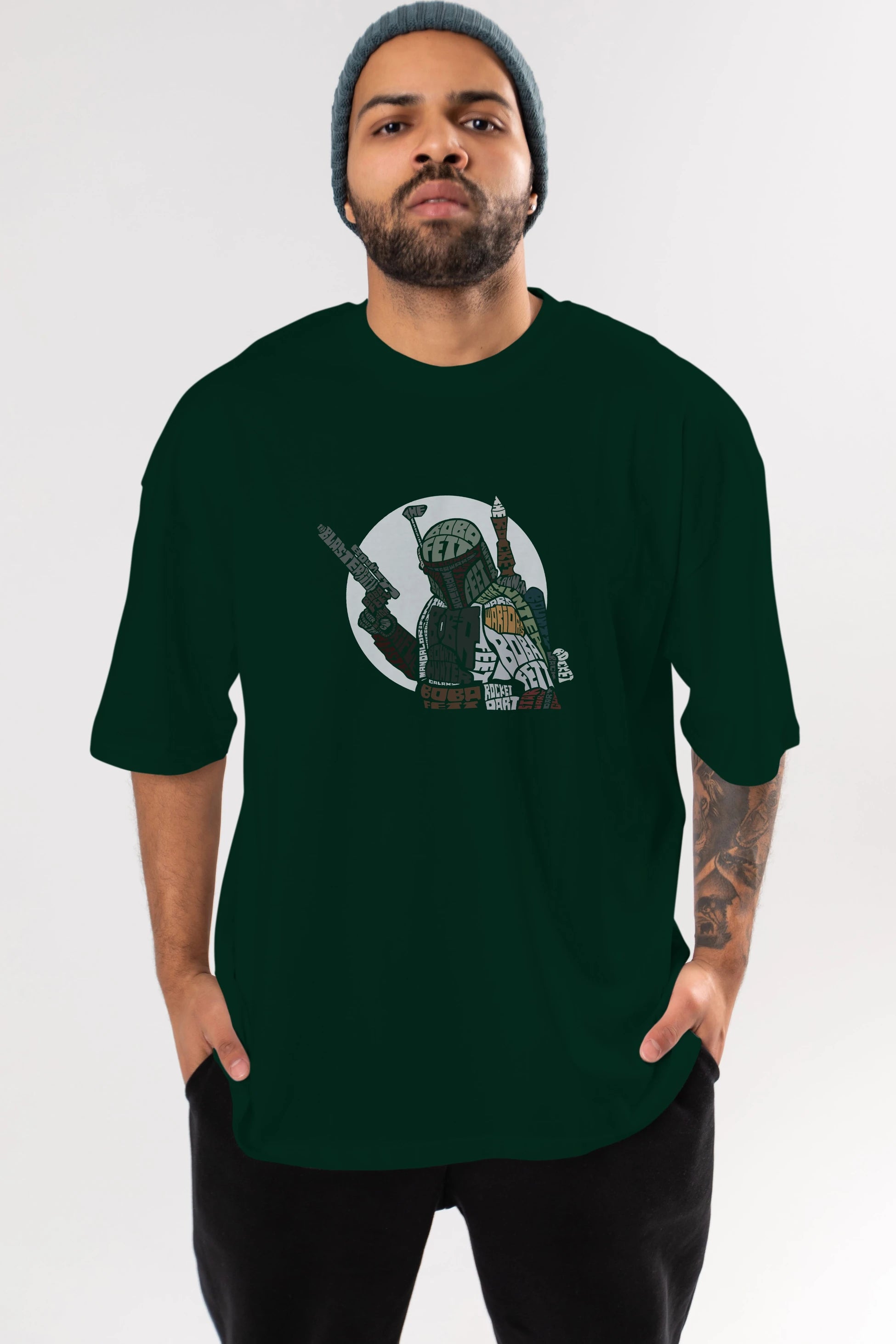 Boba Fett Ön Baskılı Oversize t-shirt %100 pamuk Erkek Kadın Unisex
