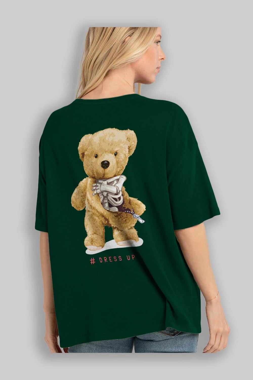 Teddy Bear Dress Up Arka Baskılı Oversize t-shirt Erkek Kadın Unisex %100 Pamuk