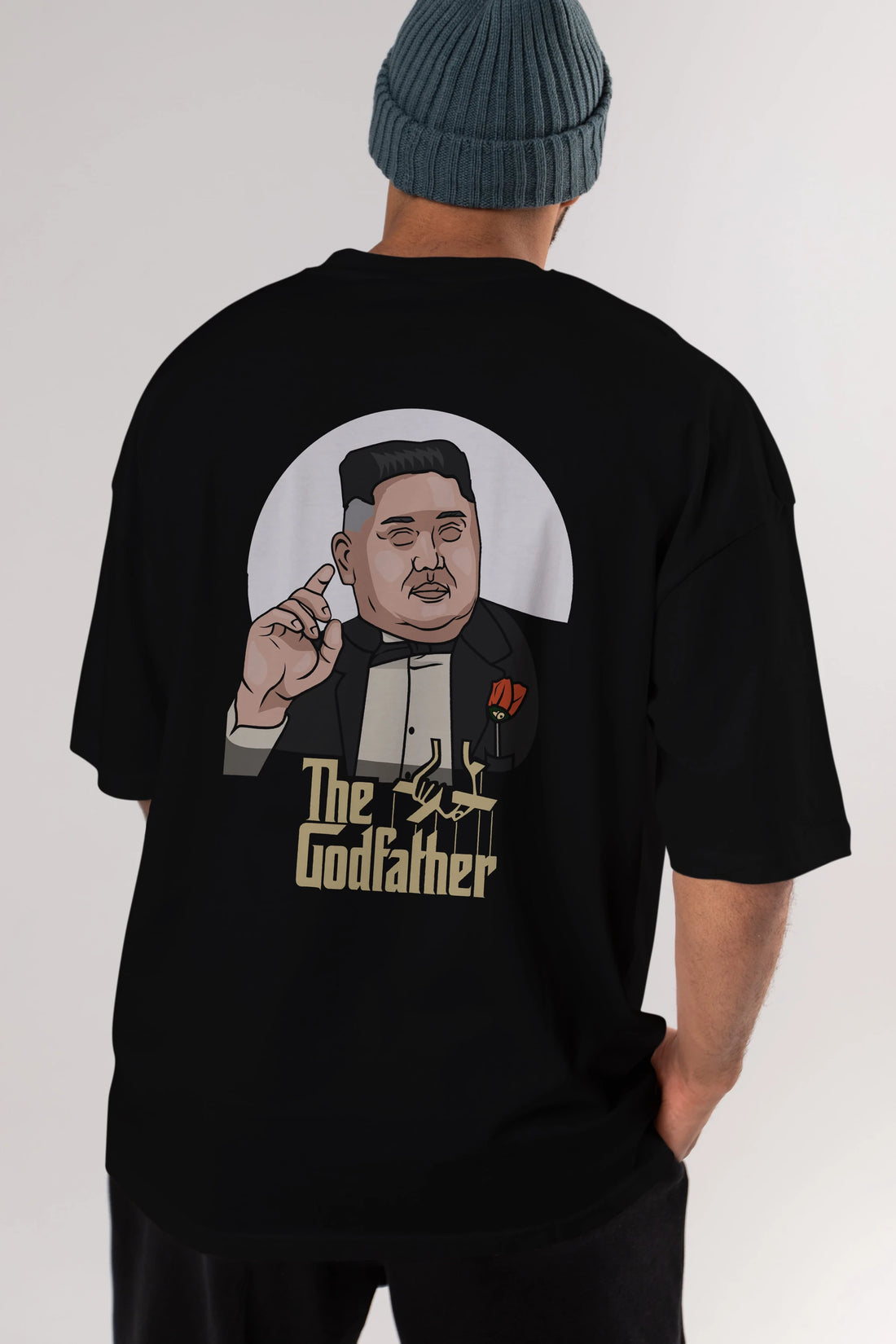 Godfather Jong Un Arka Baskılı Oversize t-shirt Erkek Kadın Unisex %100 Pamuk tişort