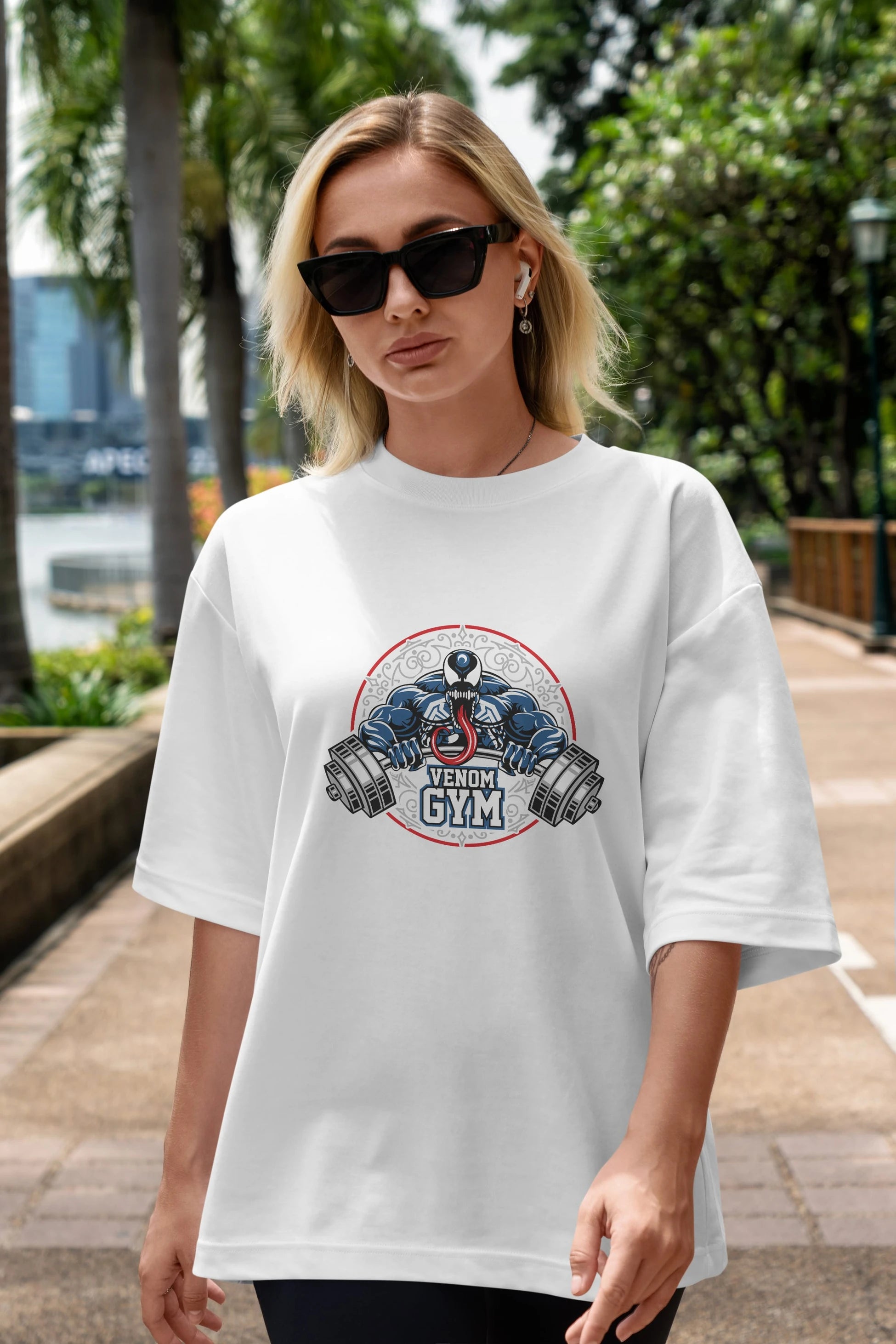 Venom GYM Ön Baskılı Oversize t-shirt Erkek Kadın Unisex %100 Pamuk Bisiklet Yaka tişort