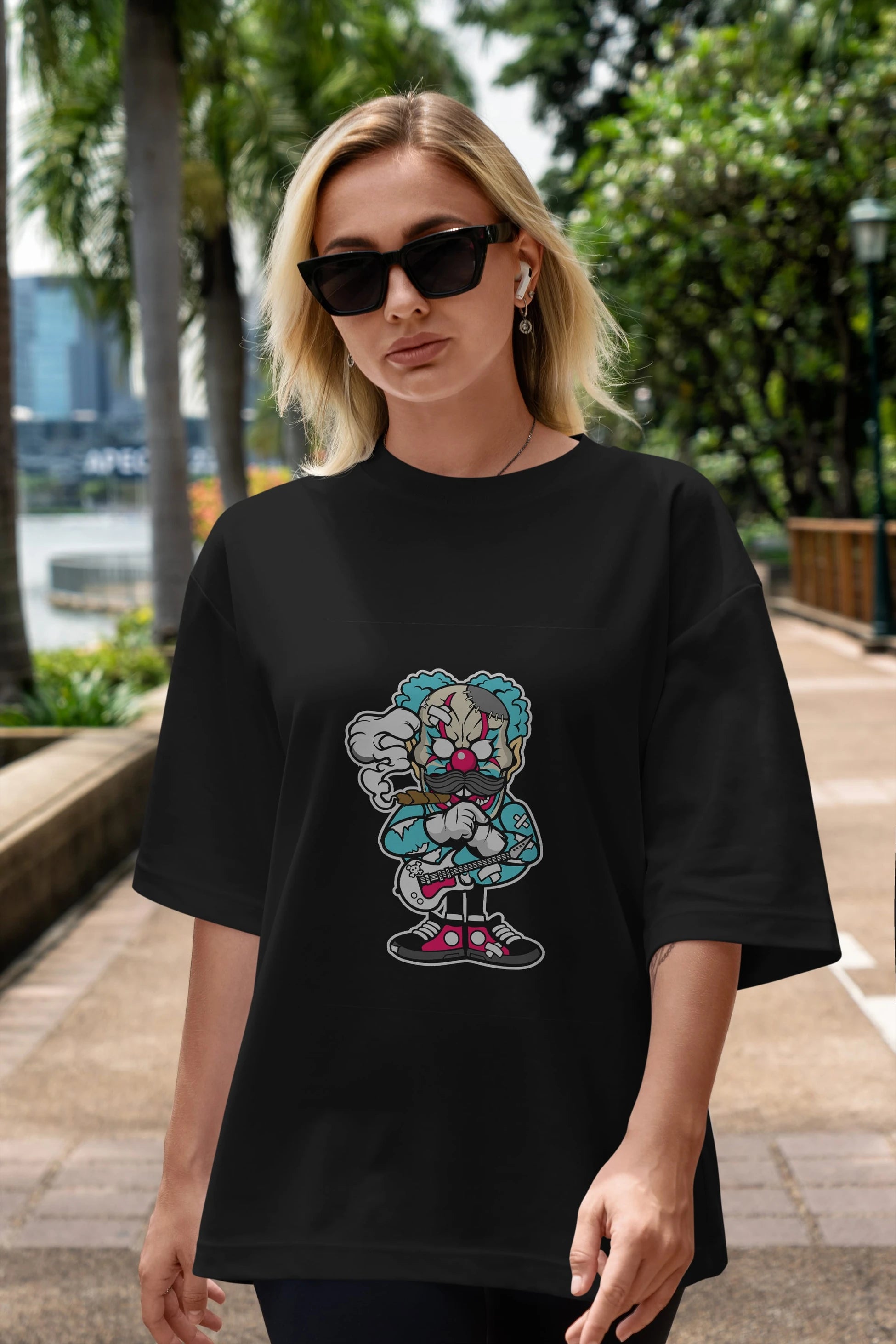 Clown Monster Ön Baskılı Oversize t-shirt Erkek Kadın Unisex %100 Pamuk tişort