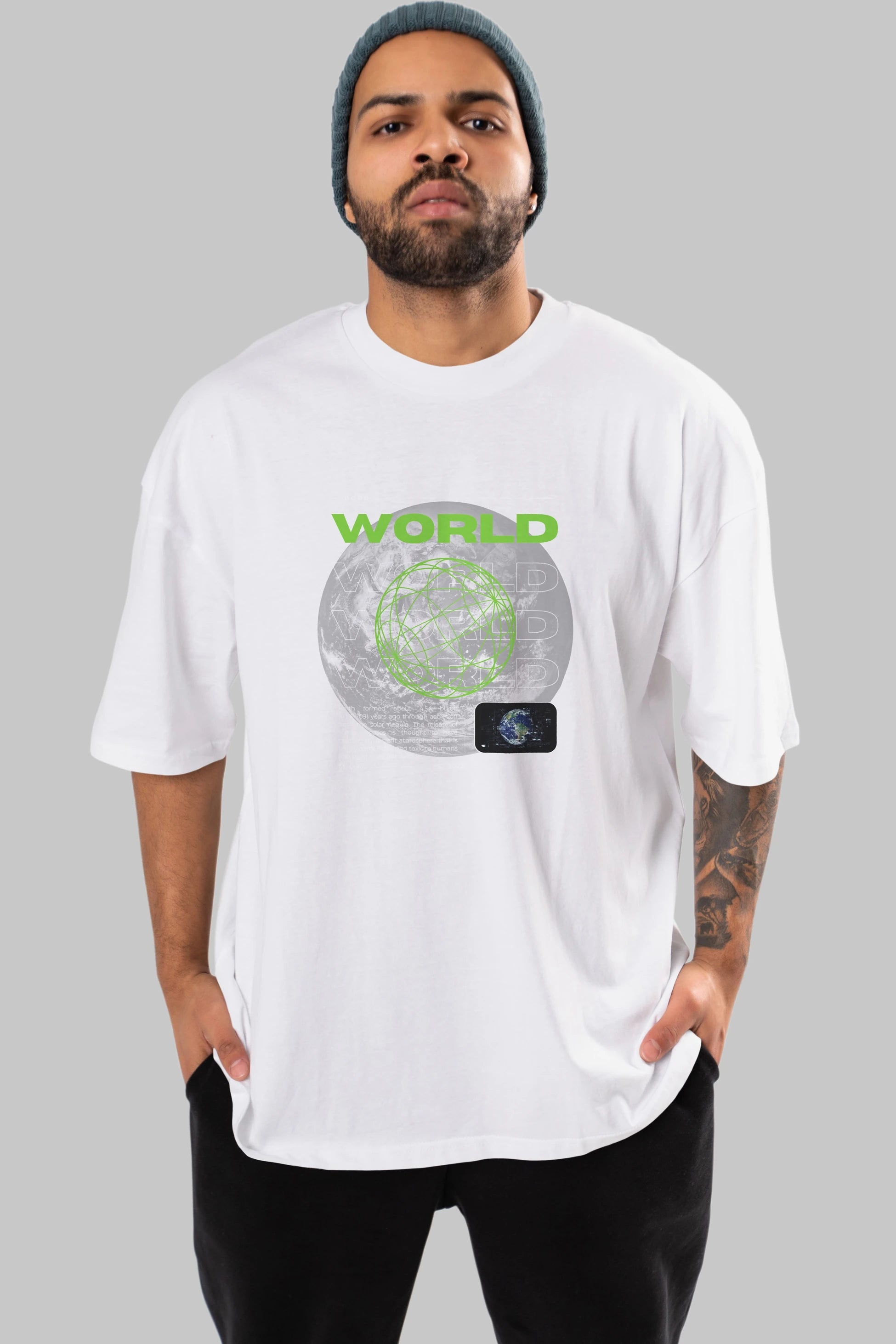 World Streetwear Ön Baskılı Oversize t-shirt Erkek Kadın Unisex