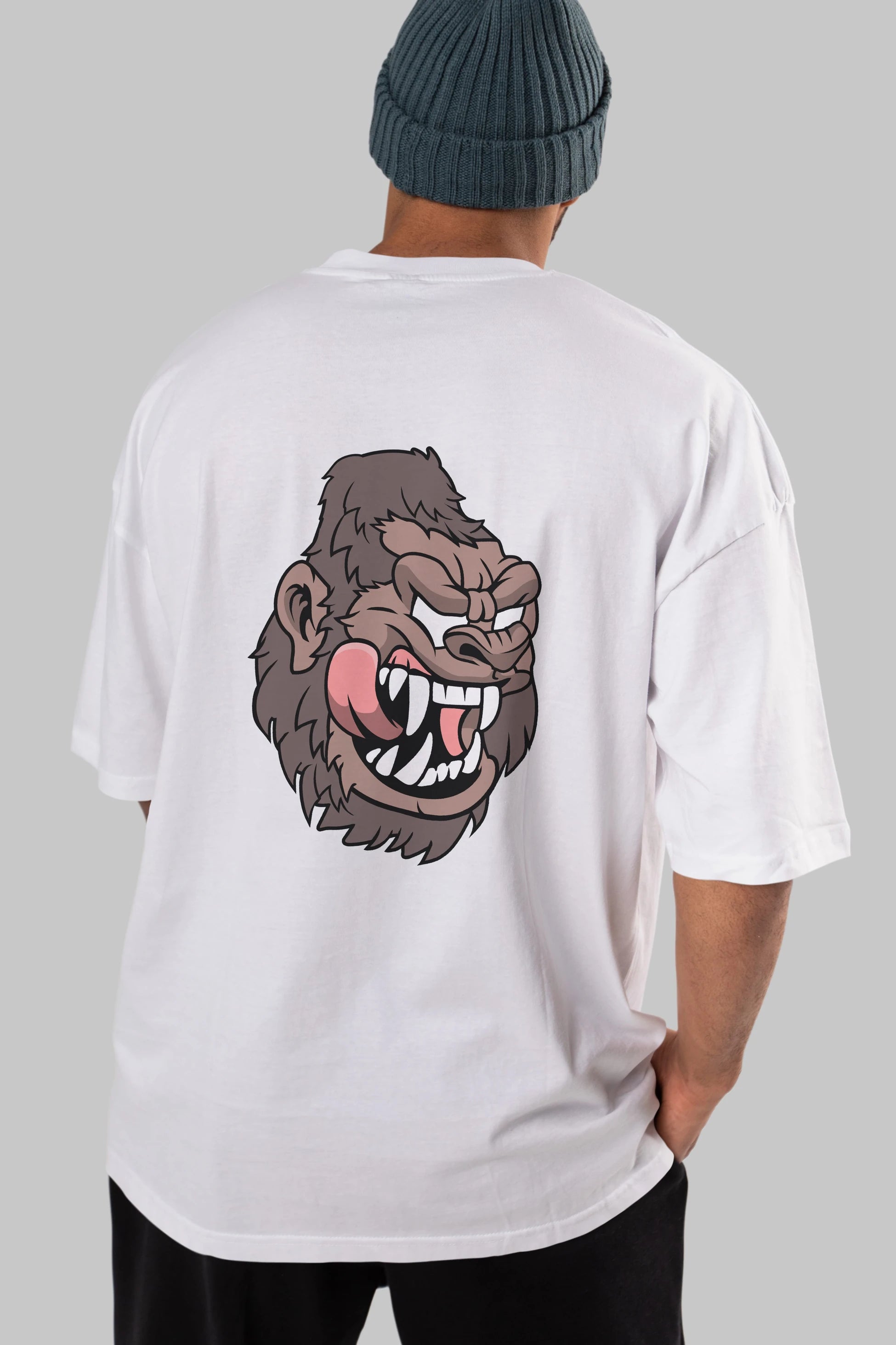 Big Gorilla Arka Baskılı Oversize t-shirt Erkek Kadın Unisex %100 Pamuk tişort