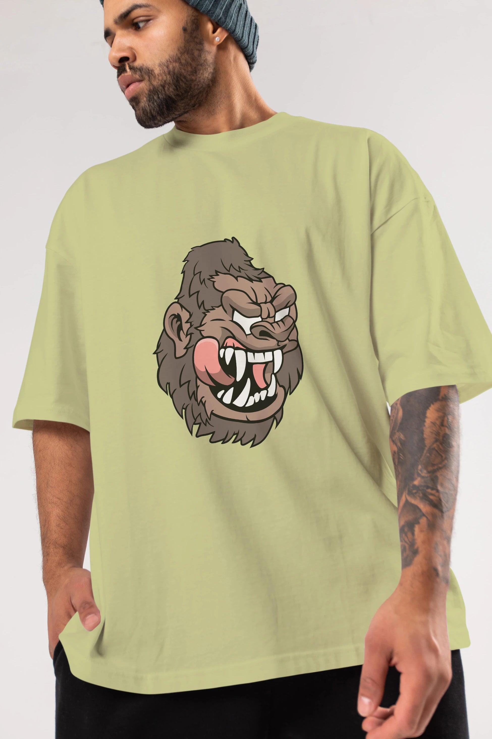 Big Gorilla Ön Baskılı Oversize t-shirt Erkek Kadın Unisex %100 Pamuk tişort