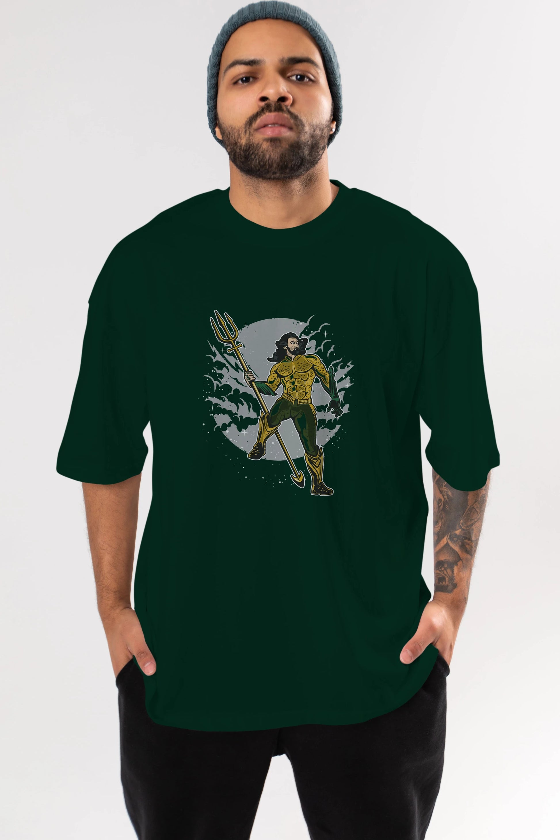AQUAMAN Ön Baskılı Oversize t-shirt Erkek Kadın Unisex %100 Pamuk tişort