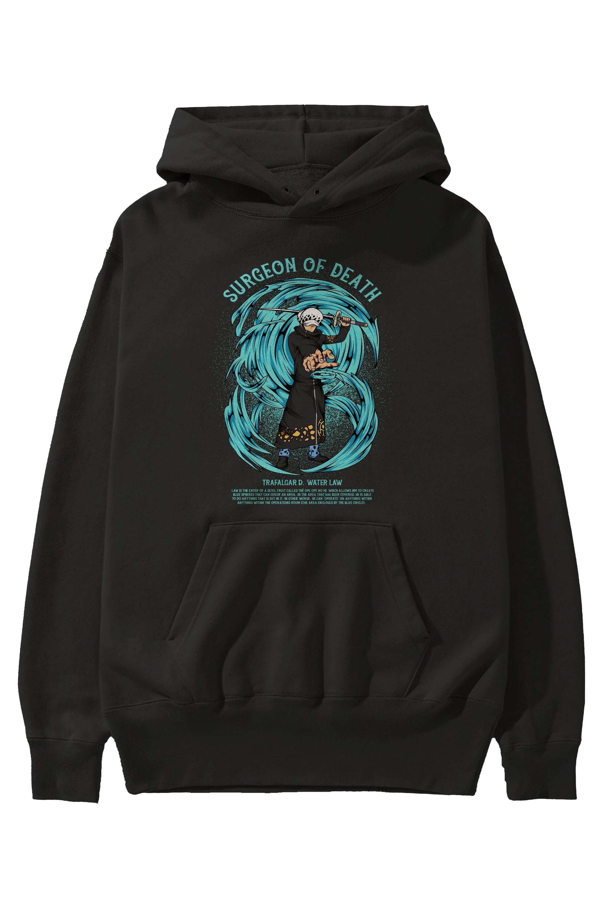Trafalgad D. Water Law Anime Ön Baskılı Hoodie Oversize Kapüşonlu Sweatshirt Erkek Kadın Unisex
