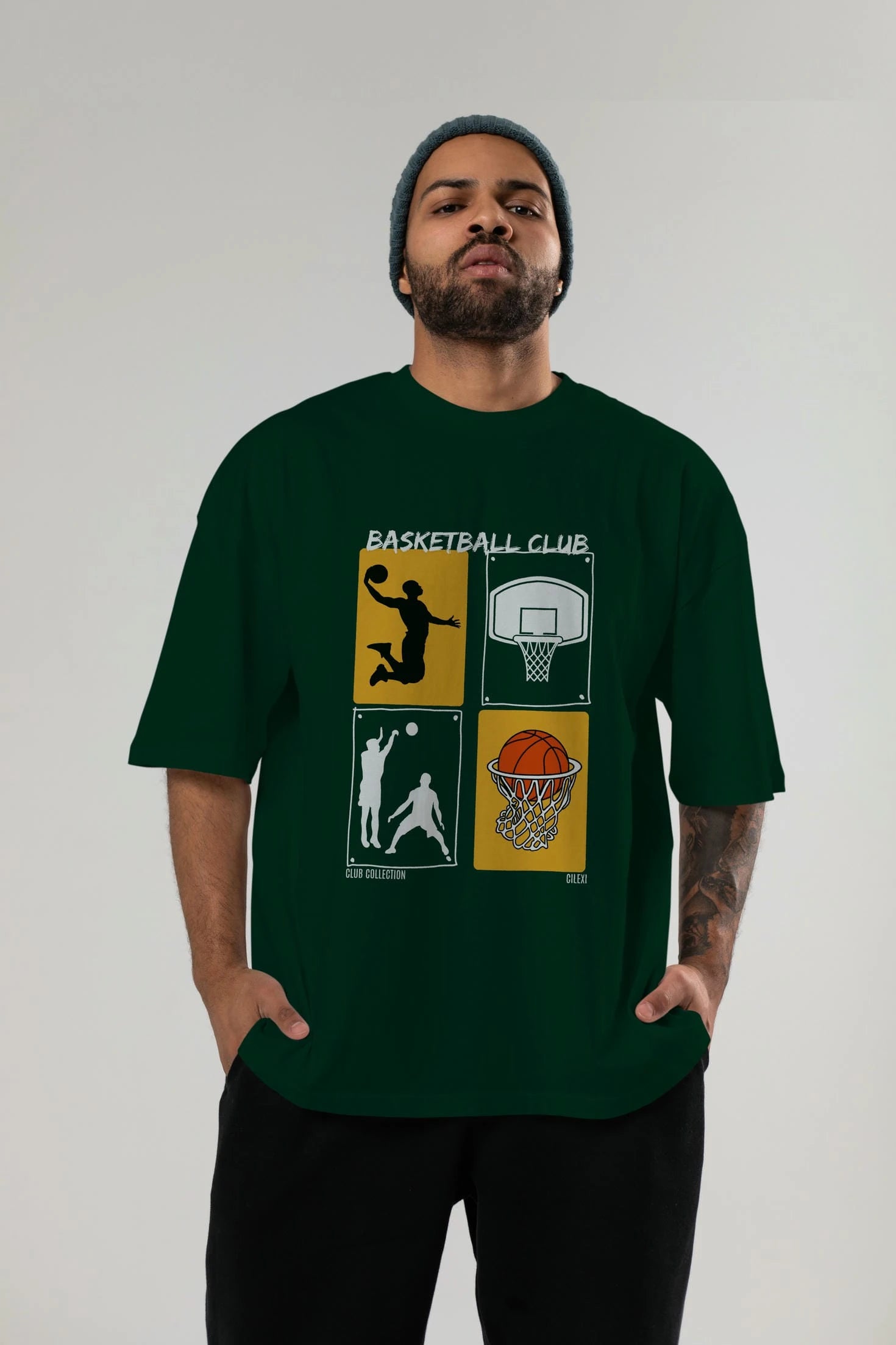 Basketball Club ön Baskılı Oversize t-shirt Erkek Kadın %100 Pamuk Bisiklet Yaka tişort