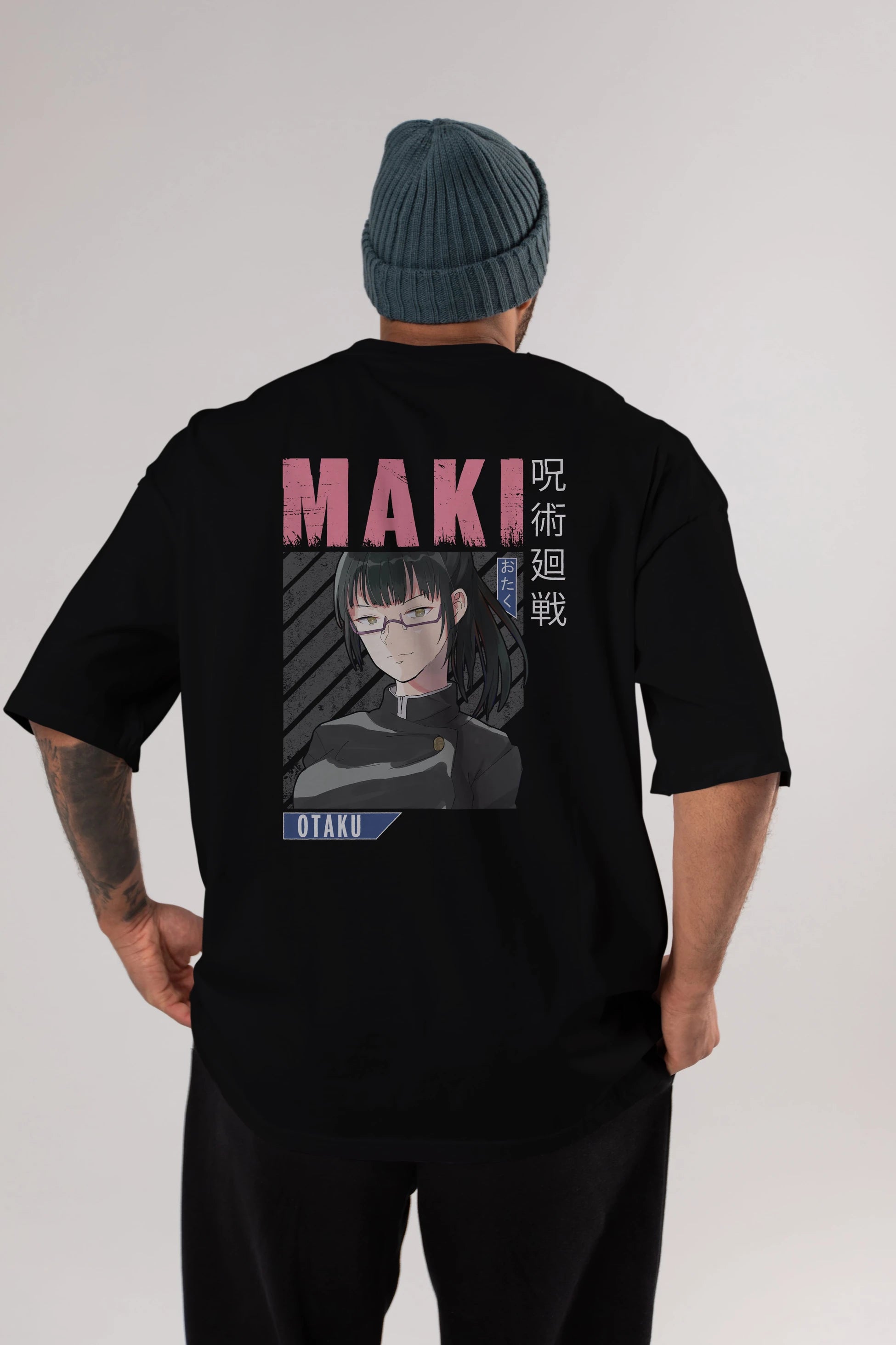 Maki Zenin CHAINSAWMAN 1 Anime Arka Baskılı Oversize t-shirt Erkek Kadın Unisex