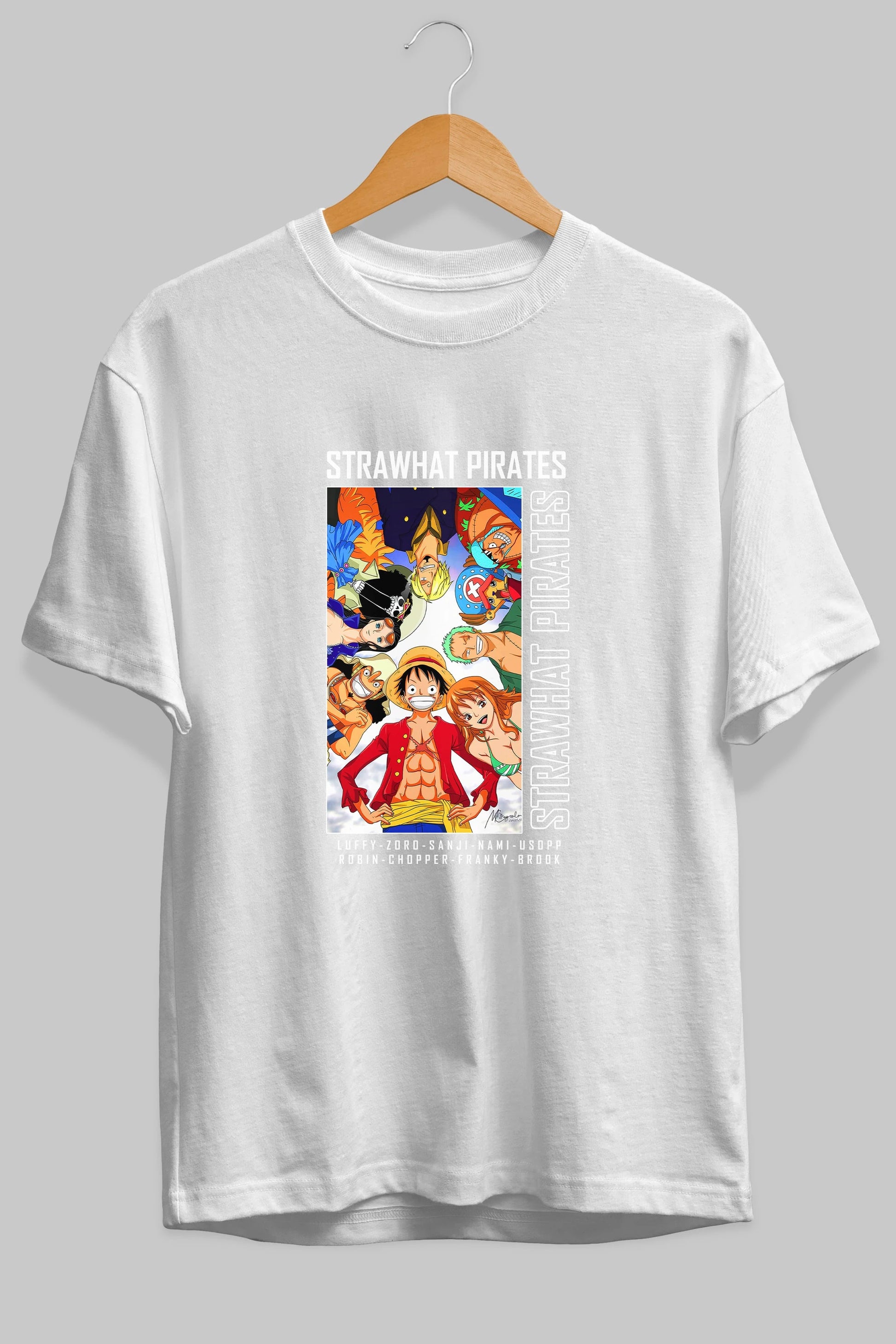 Luffy Strahwat Anime Ön Baskılı Oversize t-shirt Erkek Kadın Unisex