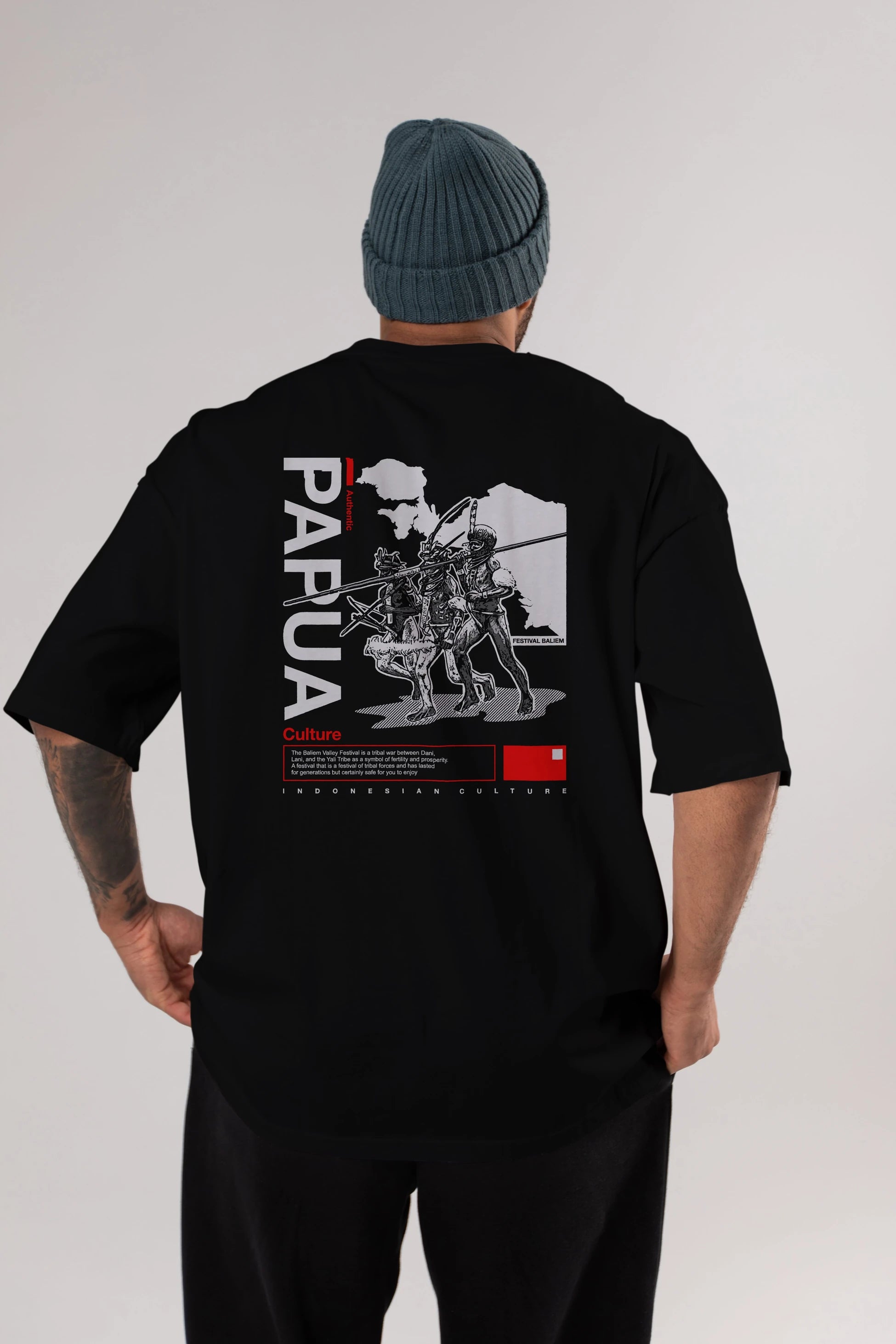 Papua Culture Arka Baskılı Oversize t-shirt Erkek Kadın Unisex