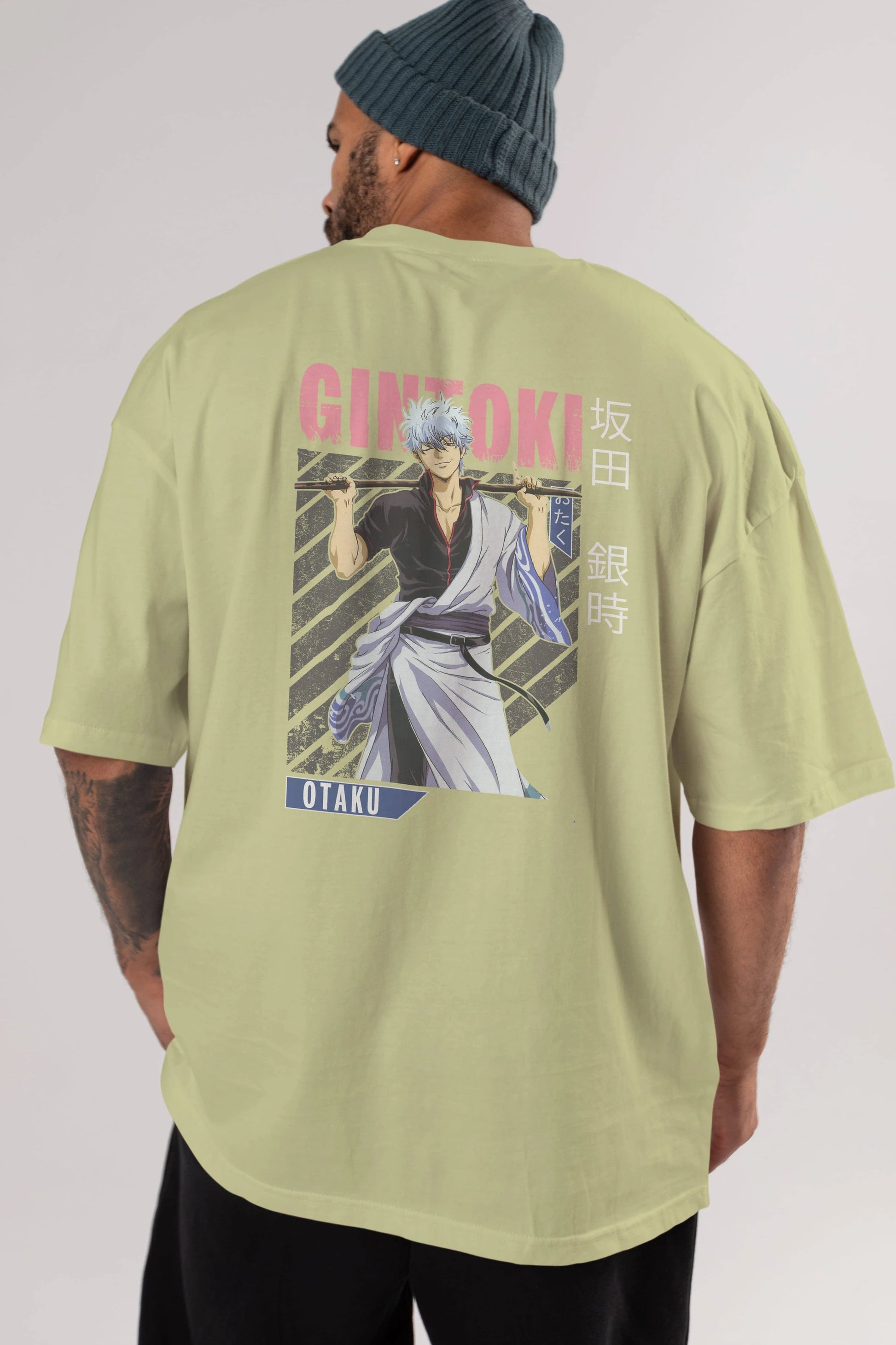 Gintoki Sakata GINTAMA 3 Anime Arka Baskılı Oversize t-shirt Erkek Kadın Unisex
