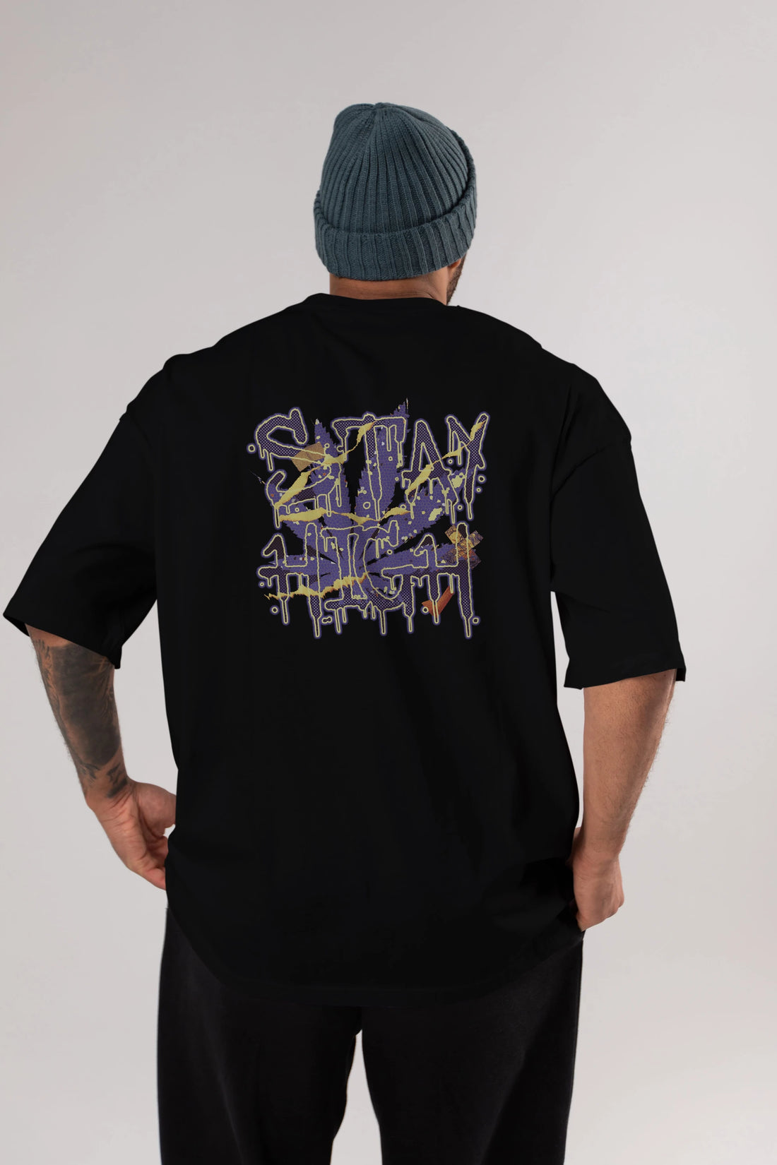 Stay High Arka Baskılı Oversize t-shirt Erkek Kadın Unisex
