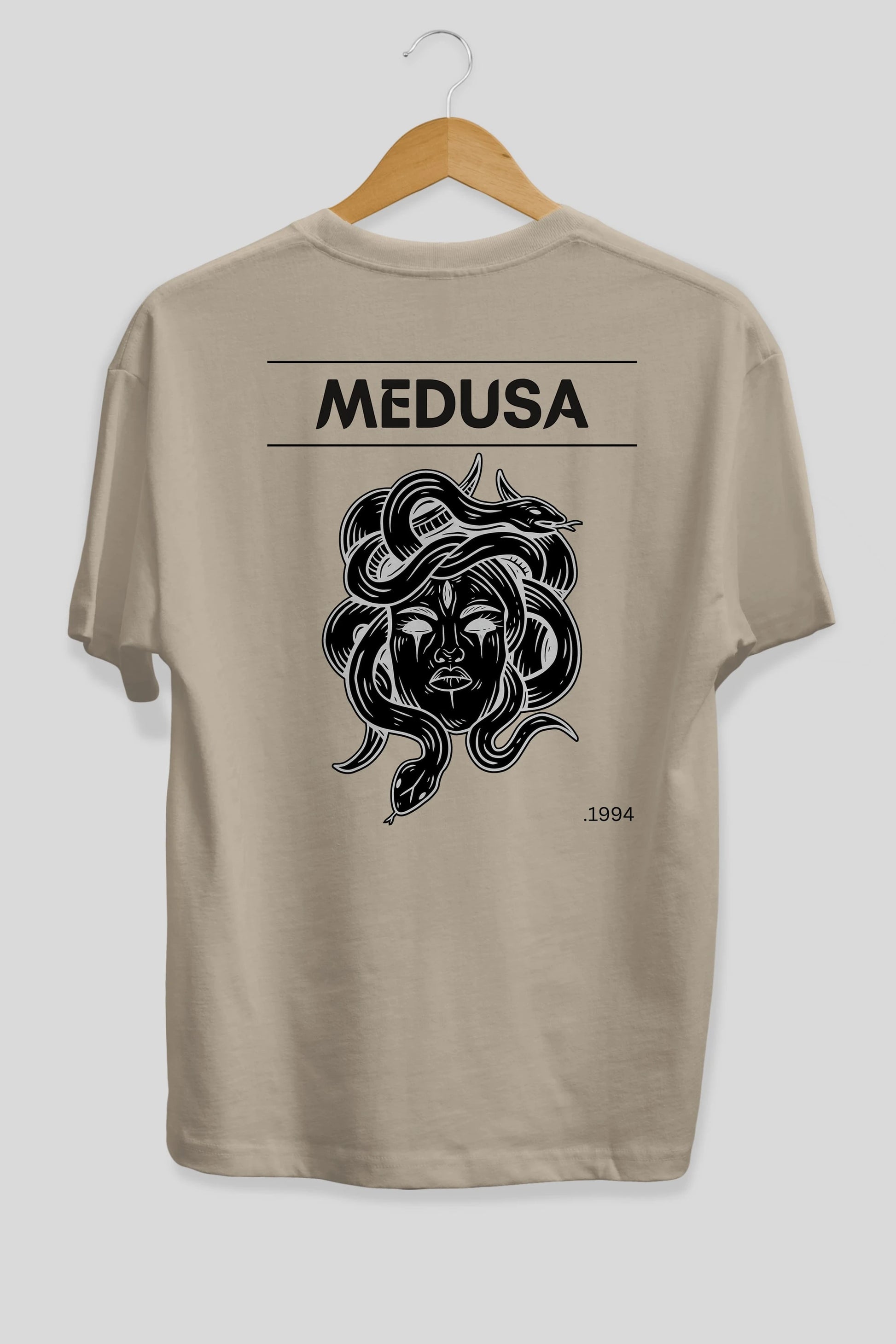 Medusa Arka Baskılı Oversize t-shirt Erkek Kadın Unisex