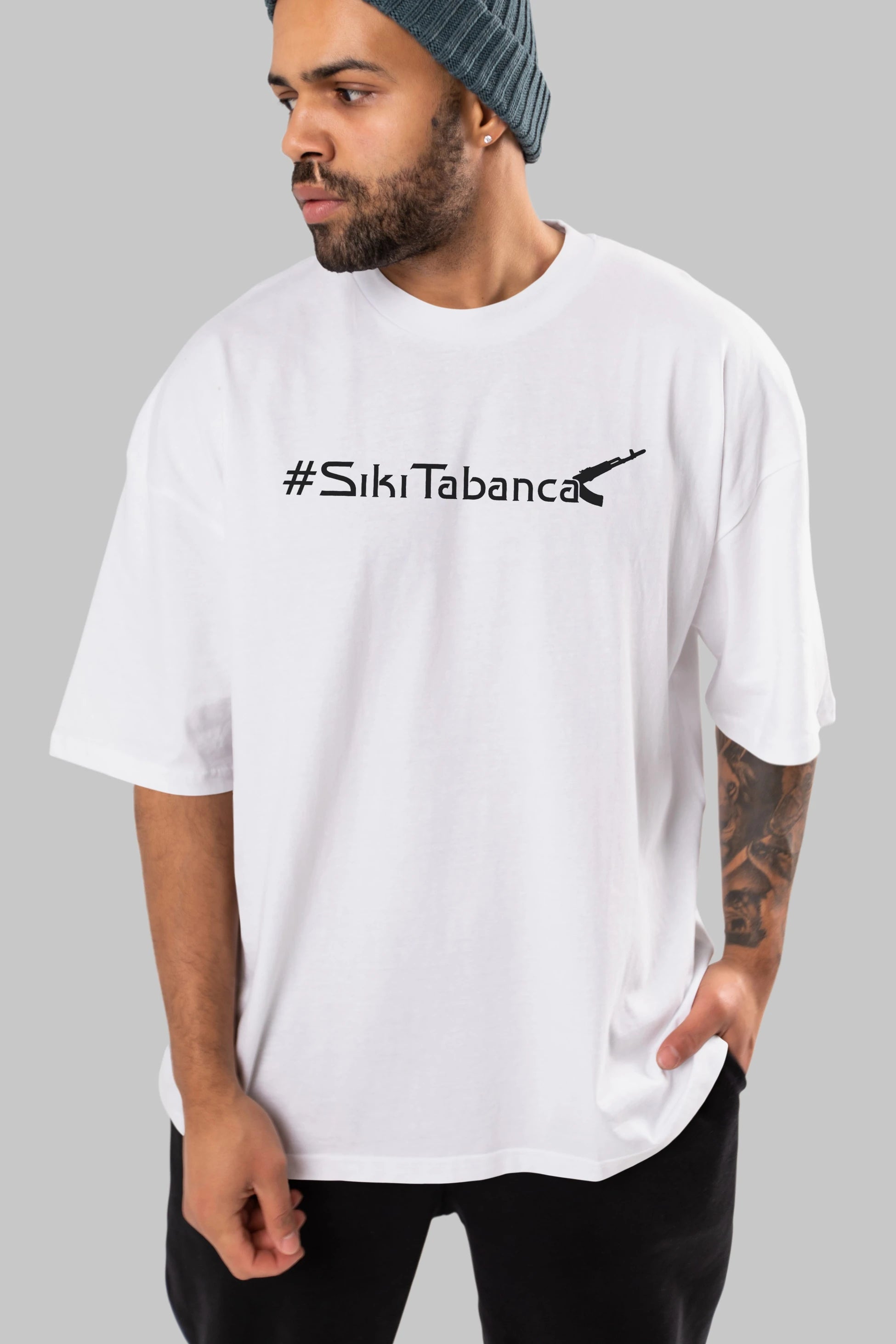 Sıkı Tabanca Ön Baskılı Oversize t-shirt %100 pamuk Erkek Kadın Unisex