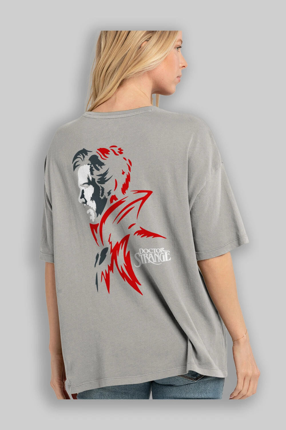 Doctor Strange (2) Arka Baskılı Oversize t-shirt Erkek Kadın Unisex %100 Pamuk Bisiklet Yaka tişort