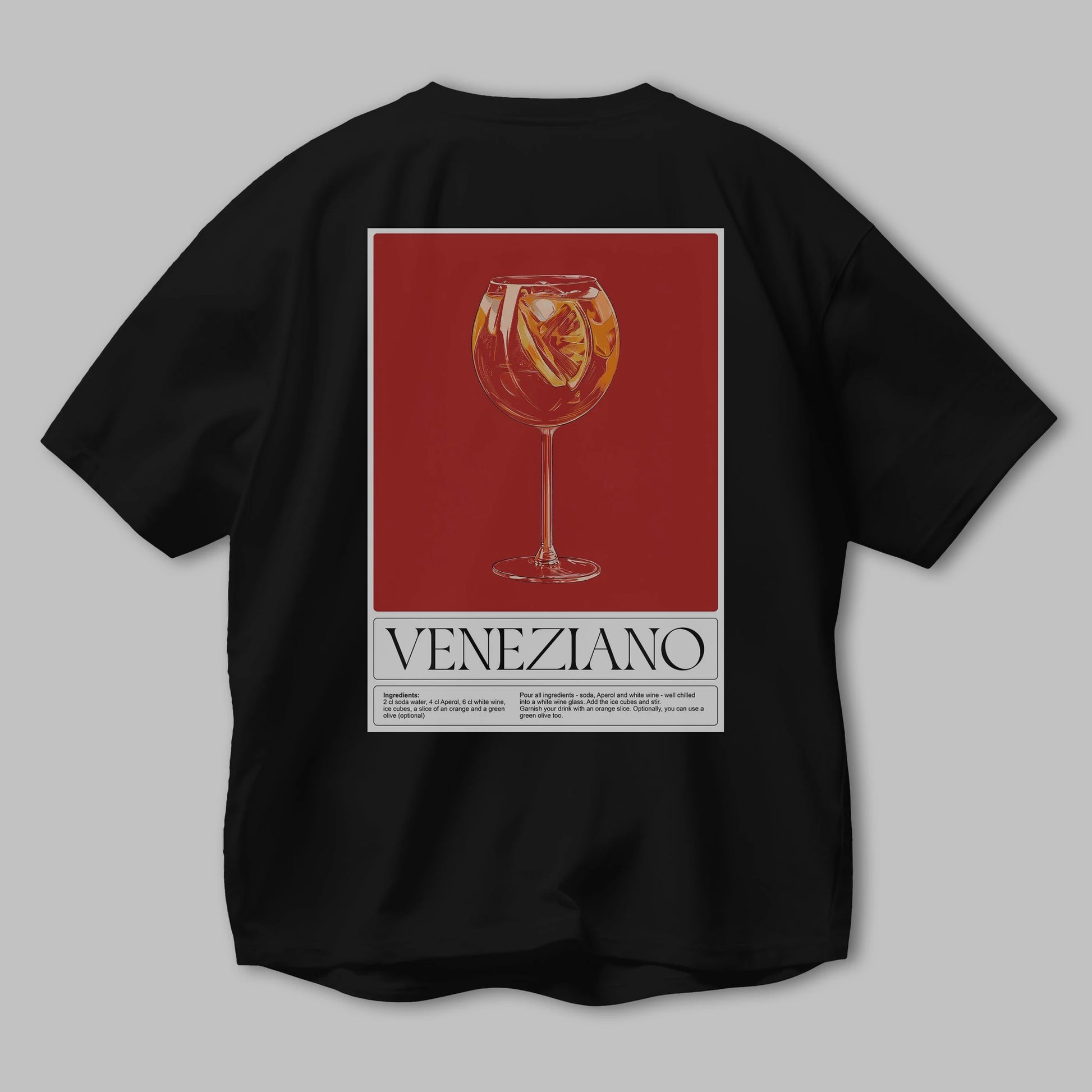 Veneziano Arka Baskılı Oversize t-shirt Erkek Kadın Unisex %100 Pamuk Bisiklet Yaka tişort
