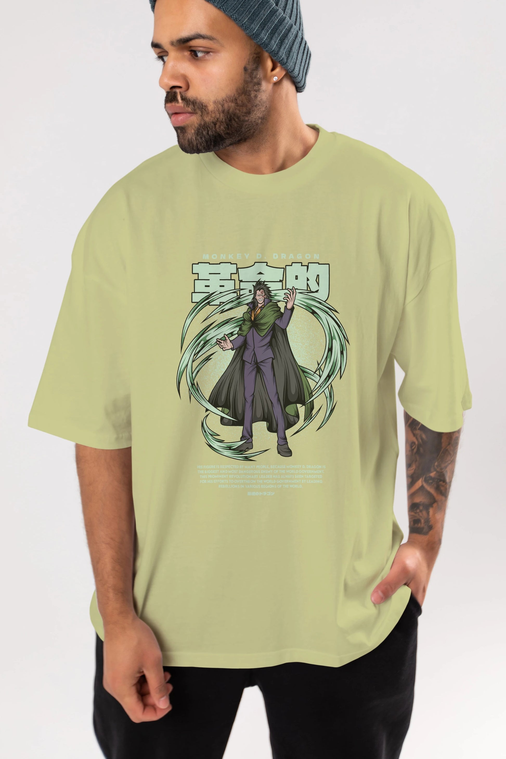 Monkey D. Dragon Anime Ön Baskılı Oversize t-shirt %100 pamuk Erkek Kadın Unisex