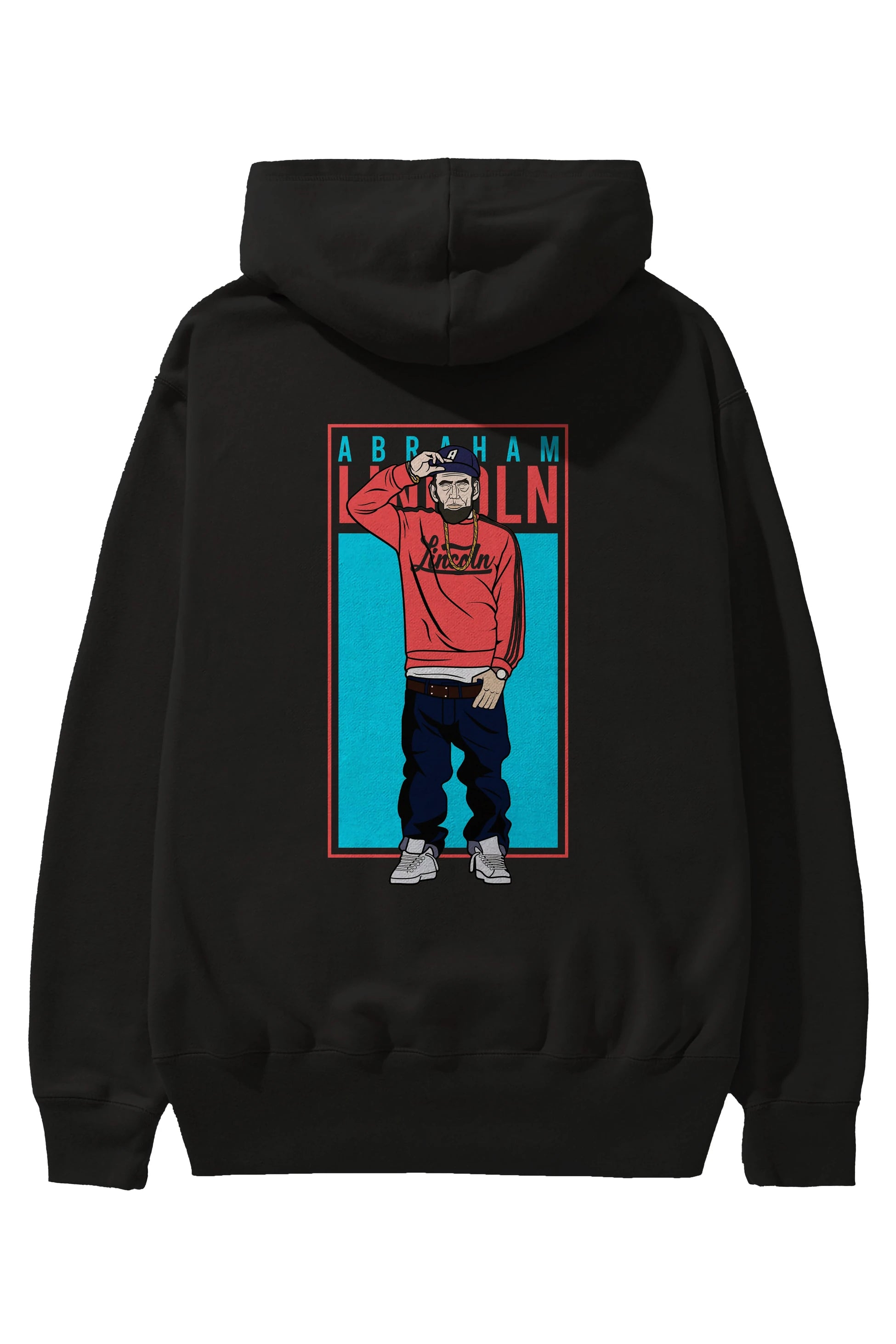 Abraham Lincoln Arka Baskılı Hoodie Oversize Kapüşonlu Sweatshirt Erkek Kadın Unisex