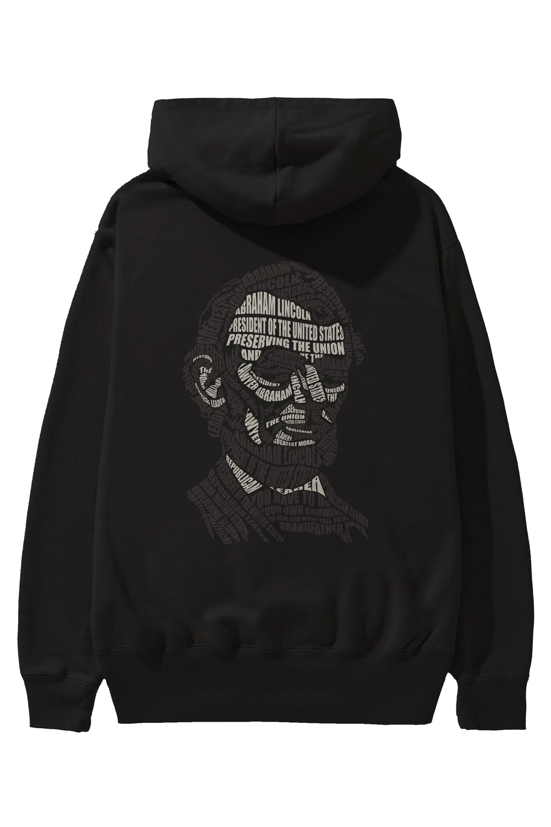 Abraham Lincoln Calligram Arka Baskılı Hoodie Oversize Kapüşonlu Sweatshirt Erkek Kadın Unisex