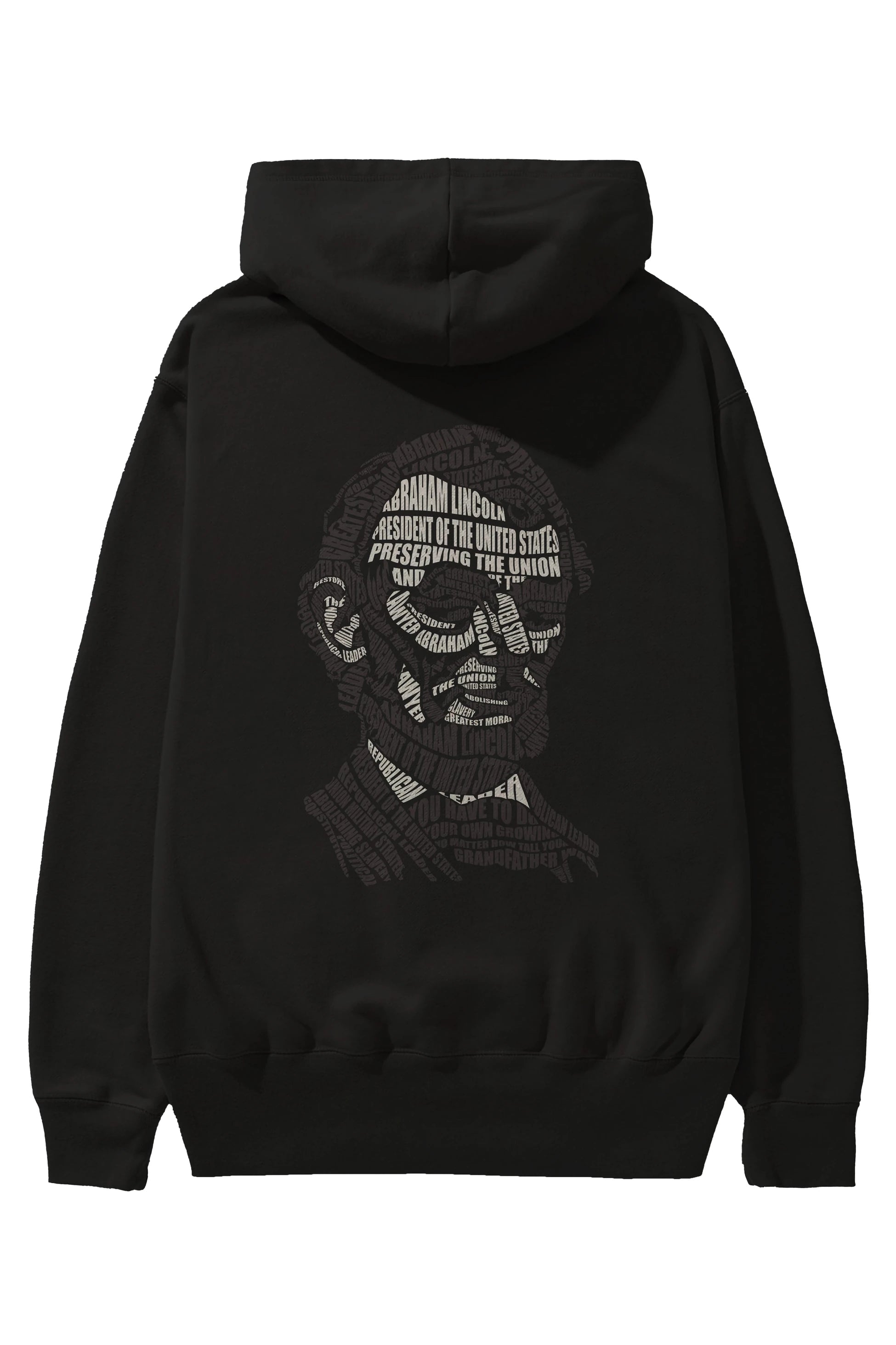 Abraham Lincoln Calligram Arka Baskılı Hoodie Oversize Kapüşonlu Sweatshirt Erkek Kadın Unisex