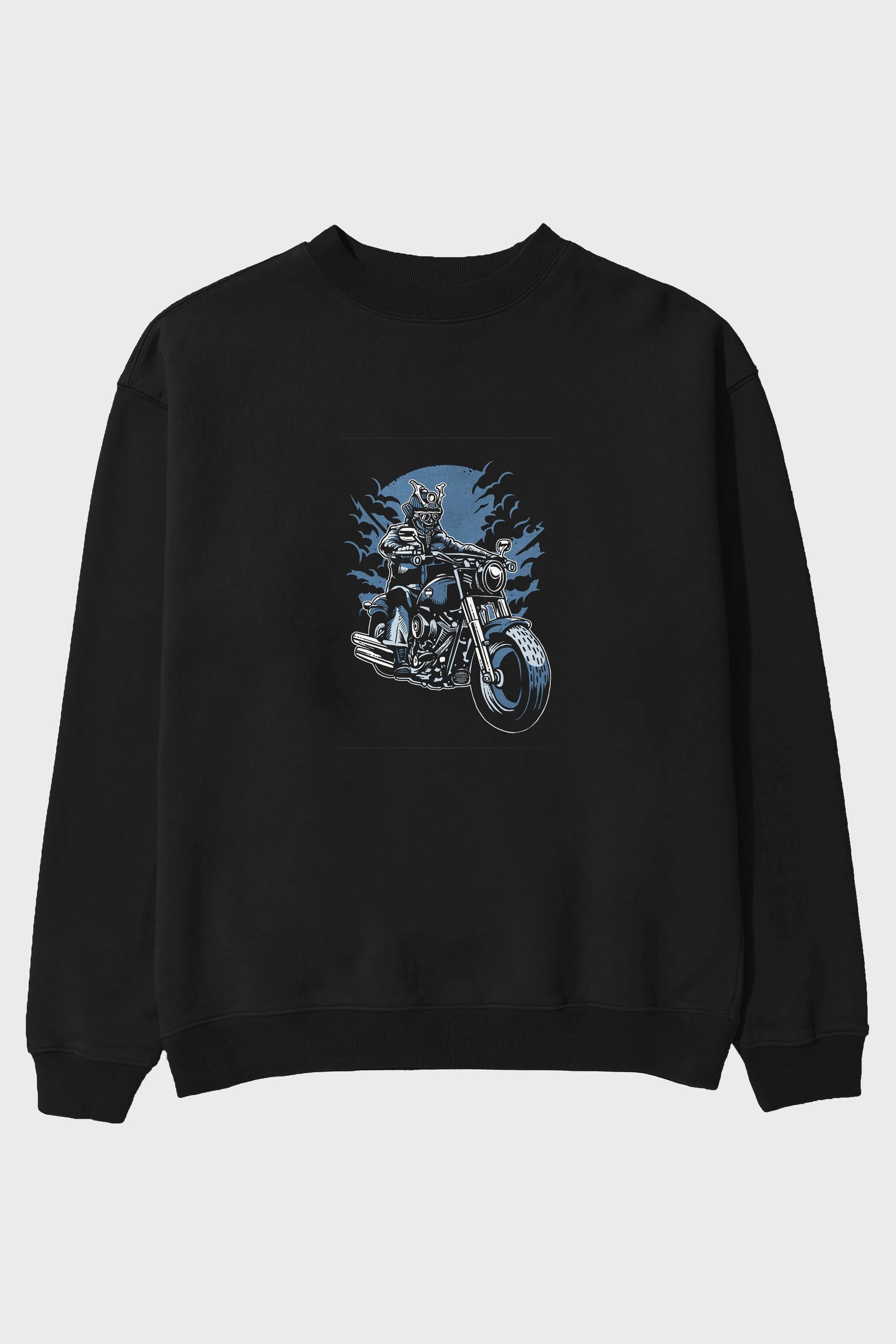 Samurai Ride Ön Baskılı Oversize Sweatshirt Erkek Kadın Unisex