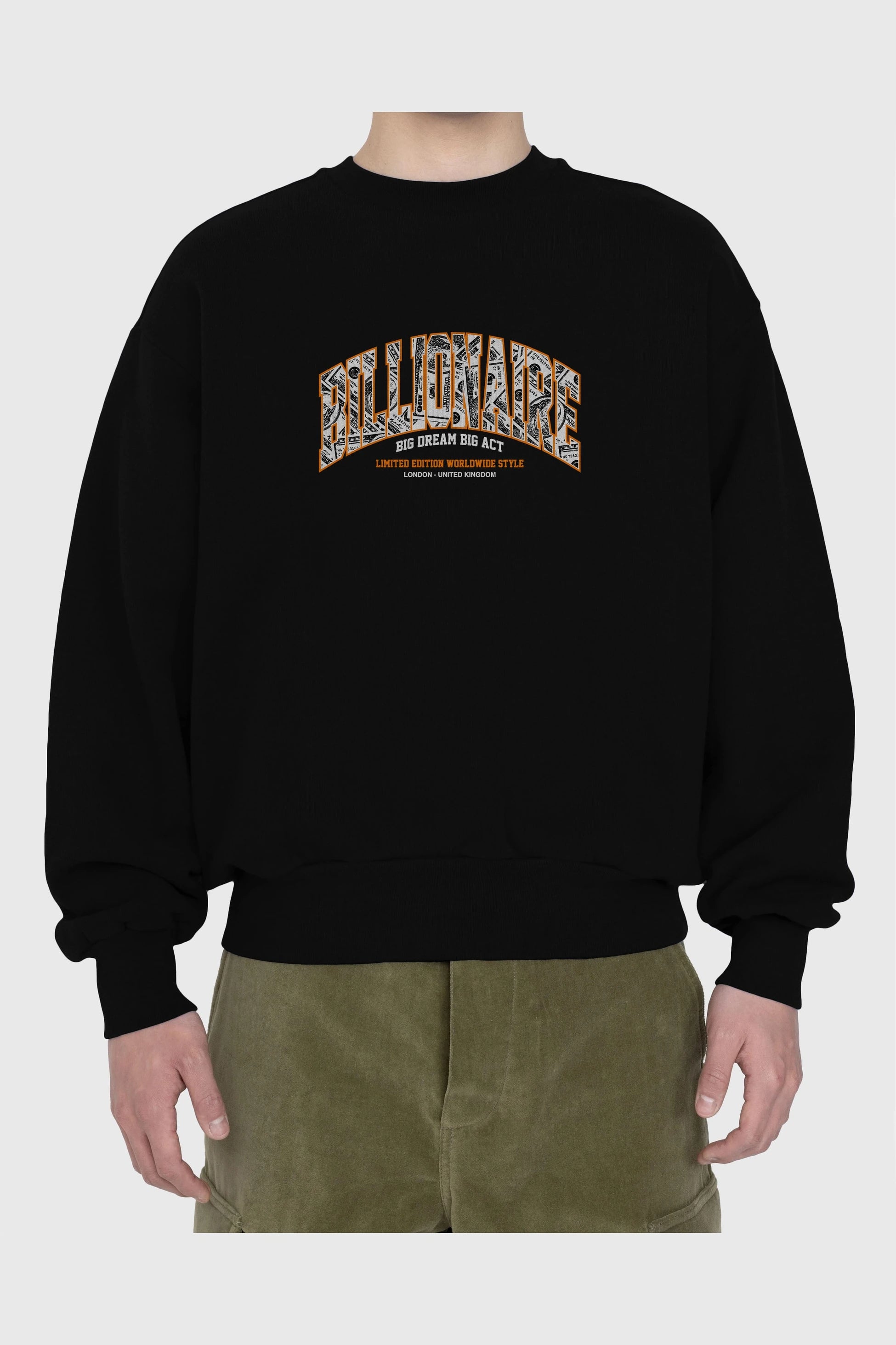 Billionaire Ön Baskılı Oversize Sweatshirt Erkek Kadın Unisex