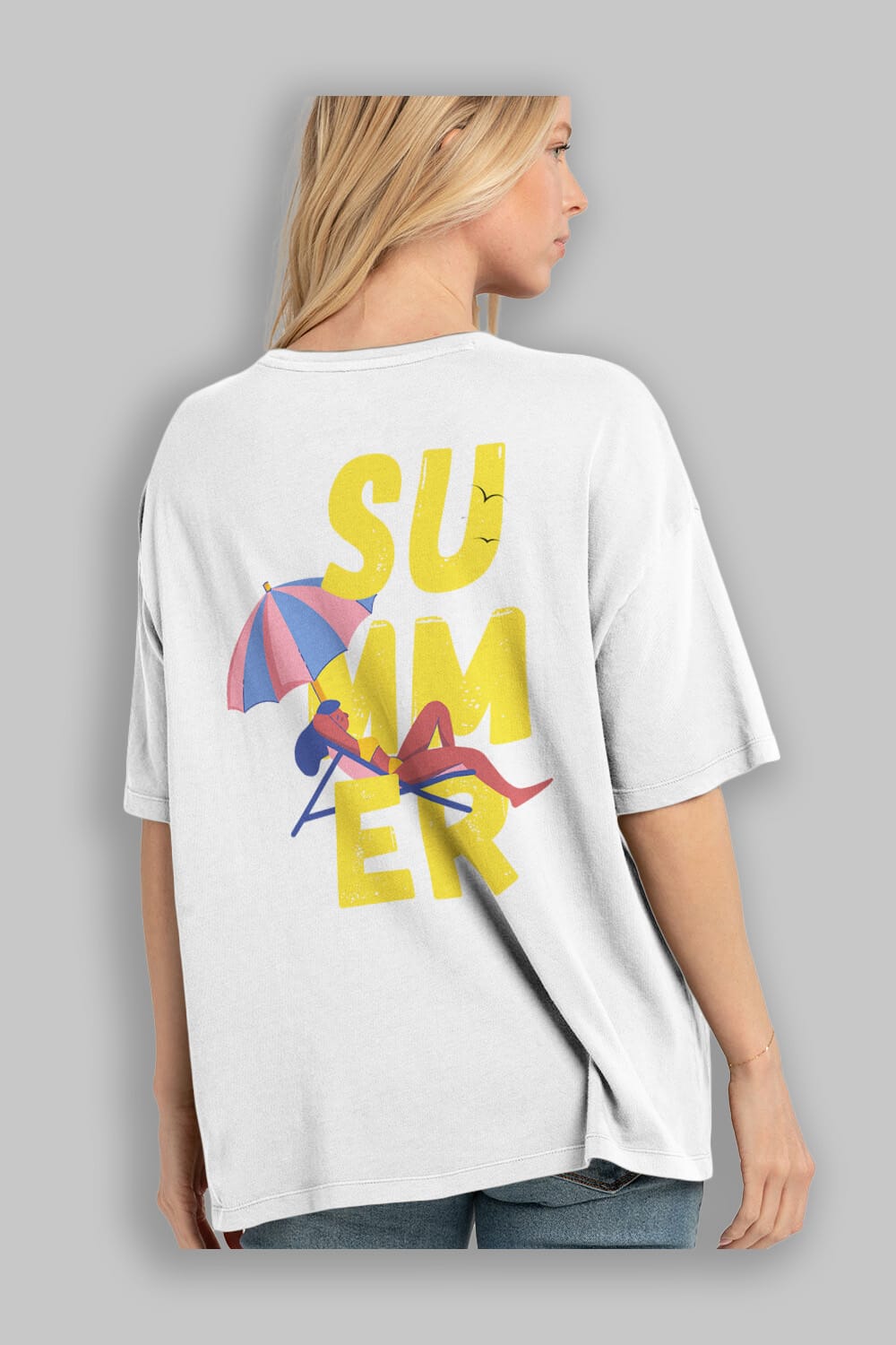 Summer Yazılı Arka Baskılı Oversize t-shirt Erkek Kadın Unisex