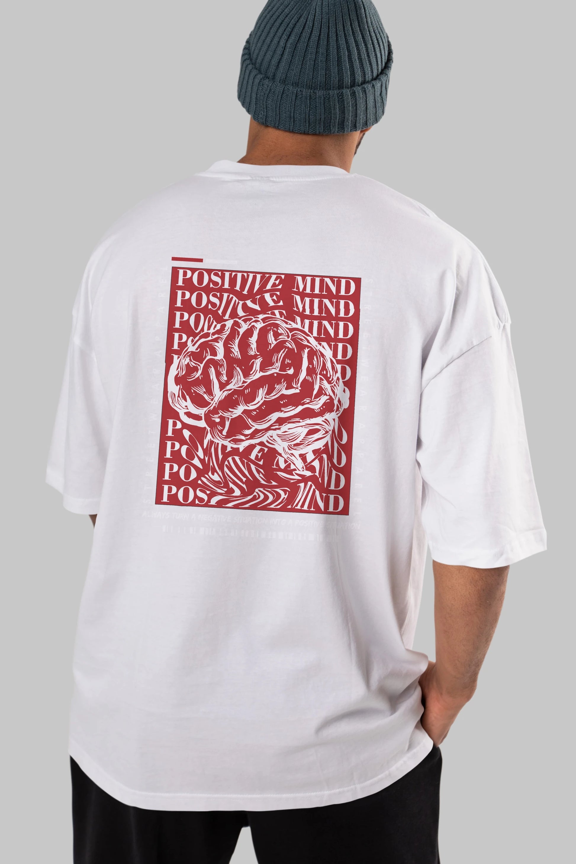 Positive Mind Arka Baskılı Oversize t-shirt Erkek Kadın Unisex