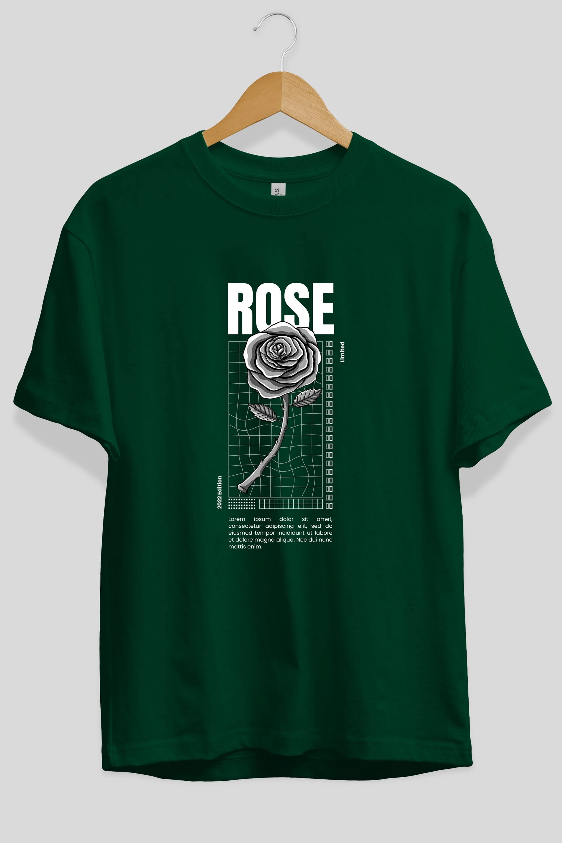 Rose Streetwear Ön Baskılı Oversize t-shirt Erkek Kadın Unisex