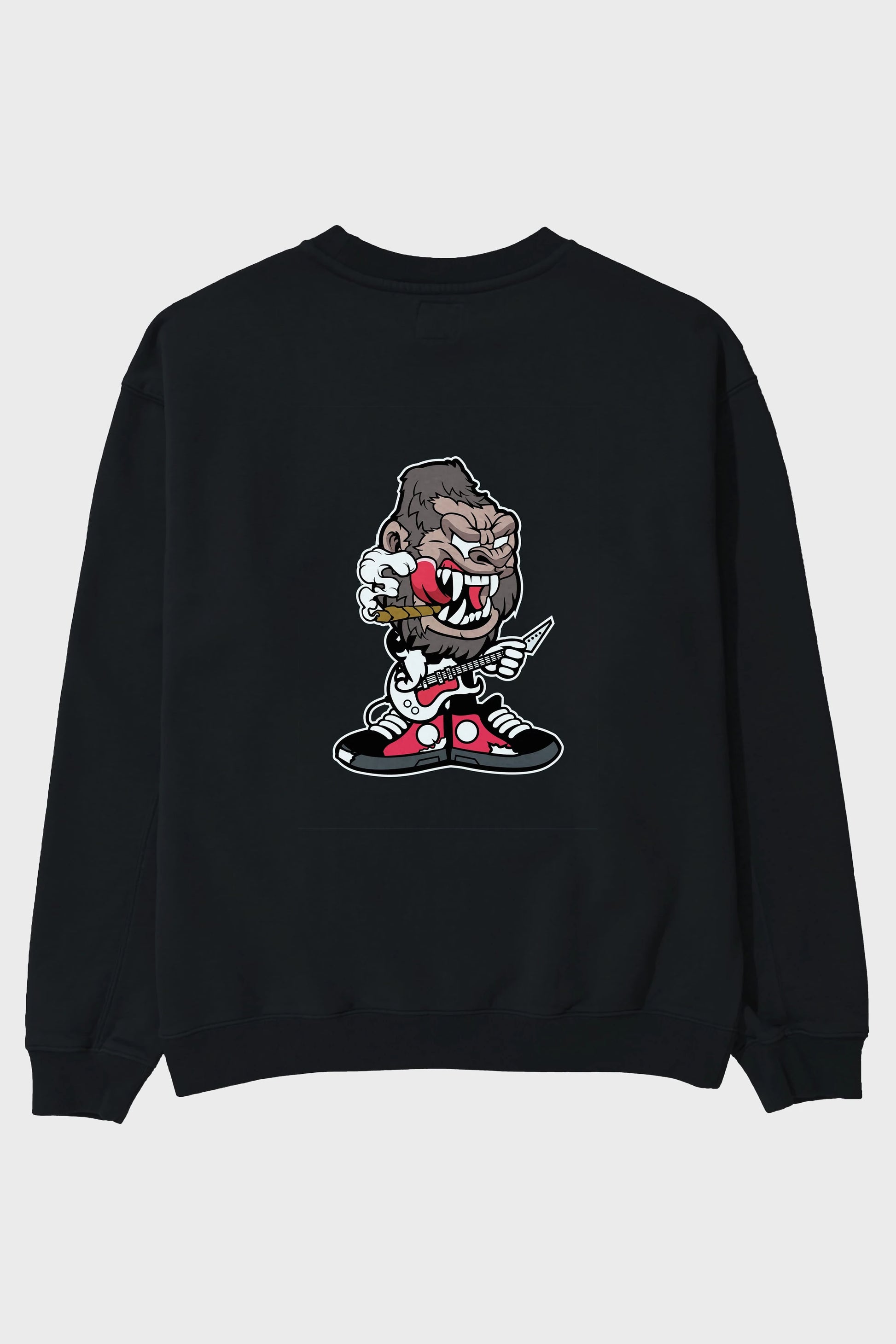 Gorilla Rock Star Arka Baskılı Oversize Sweatshirt Erkek Kadın Unisex