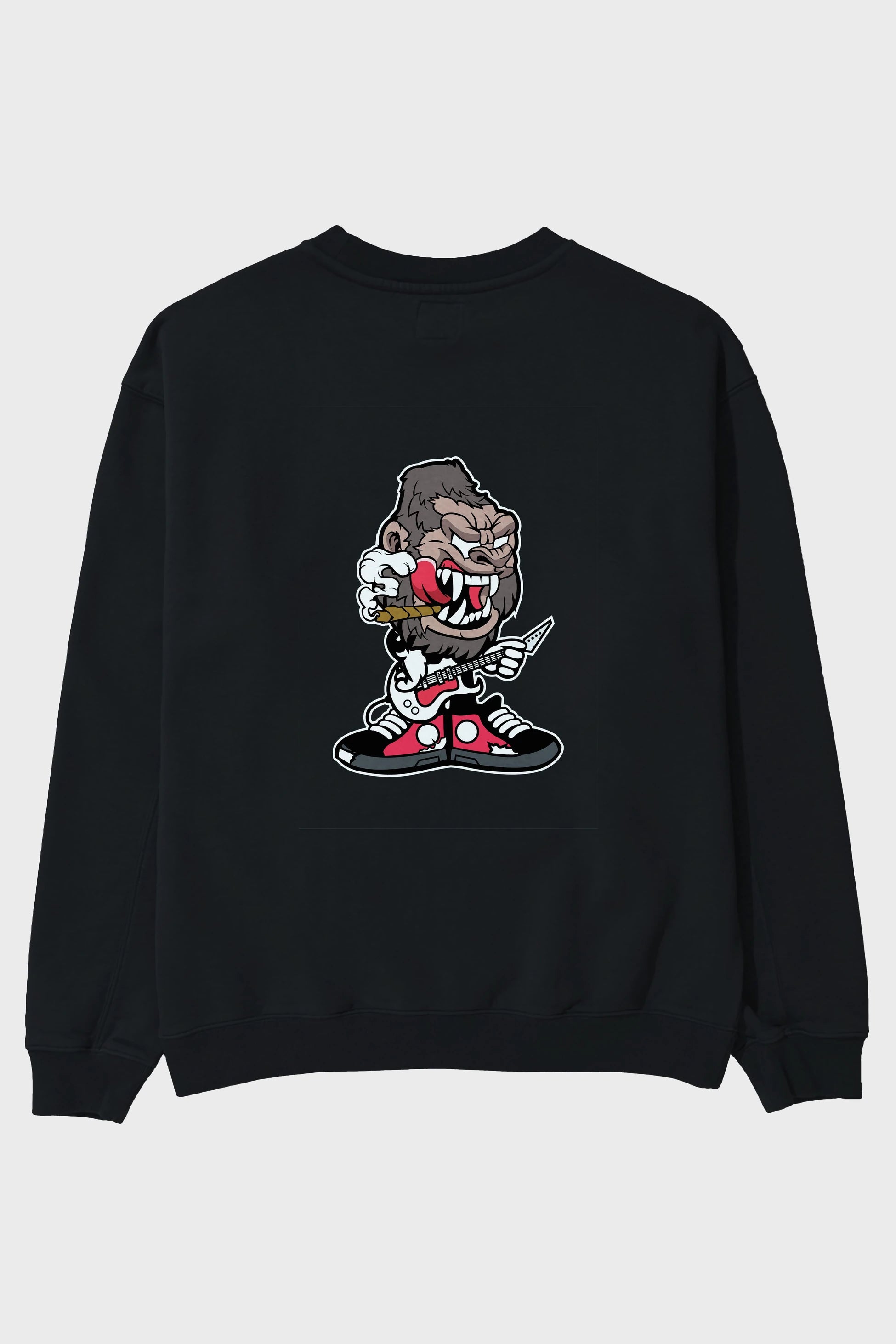 Gorilla Rock Star Arka Baskılı Oversize Sweatshirt Erkek Kadın Unisex