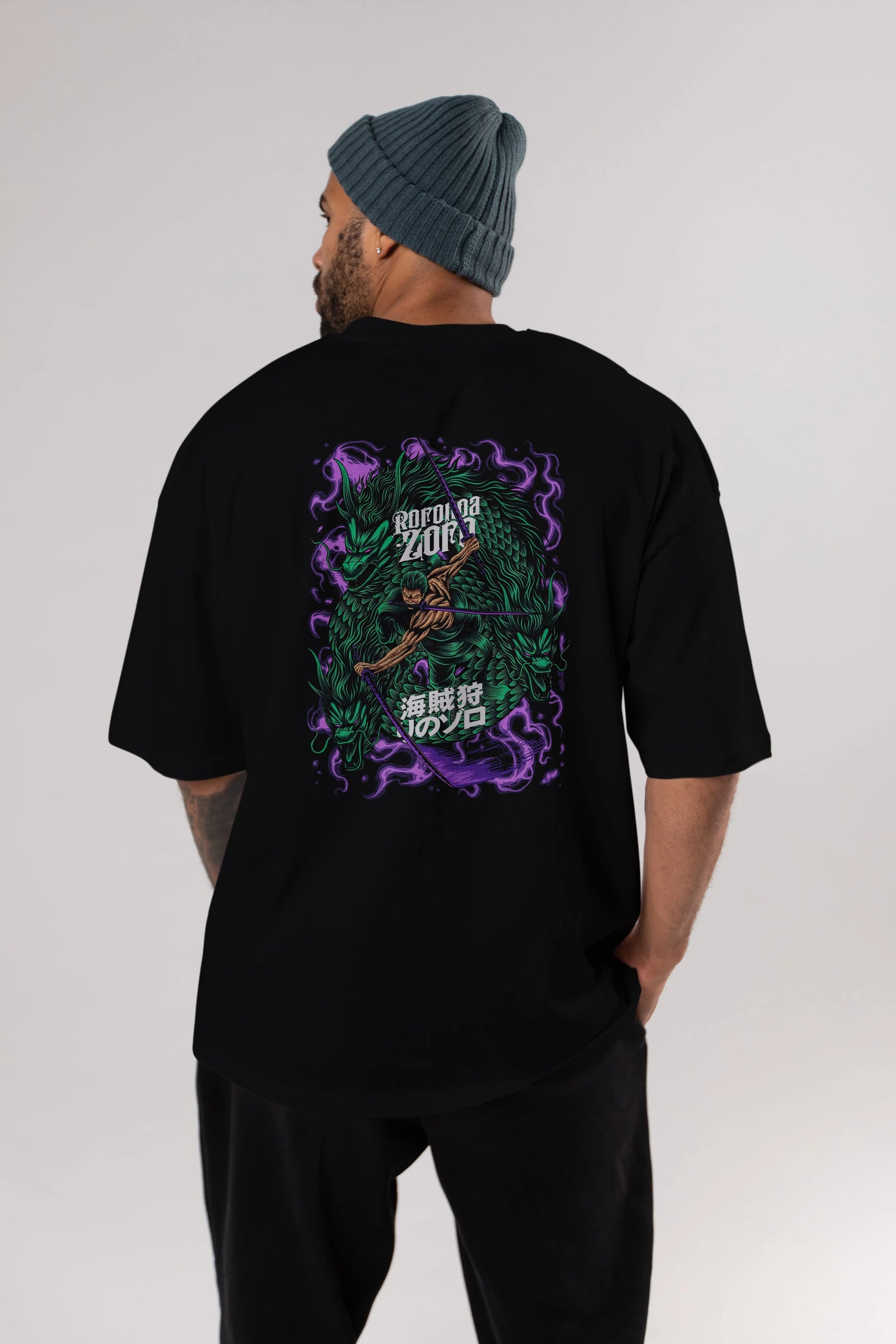 RORONOA ZORO 5 Anime Arka Baskılı Oversize t-shirt Erkek Kadın Unisex