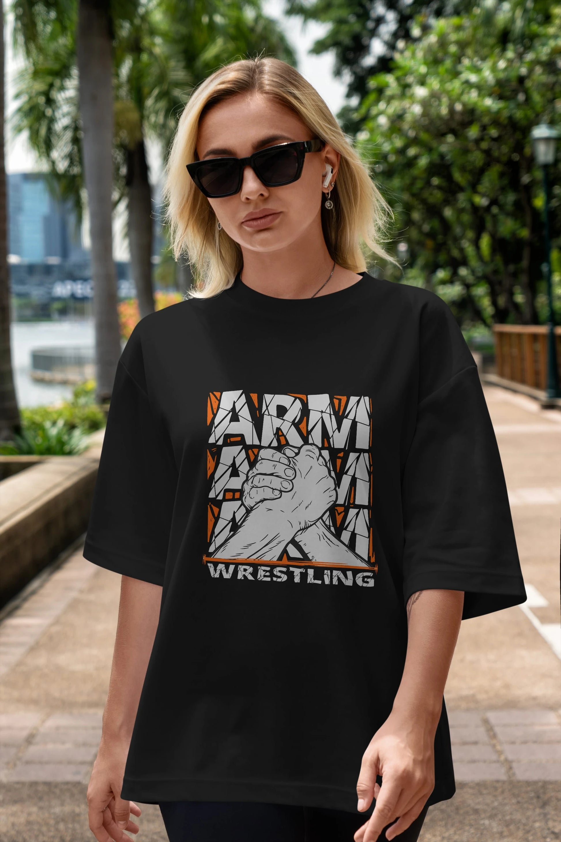 Arm Wrestling Ön Baskılı Oversize t-shirt Erkek Kadın Unisex