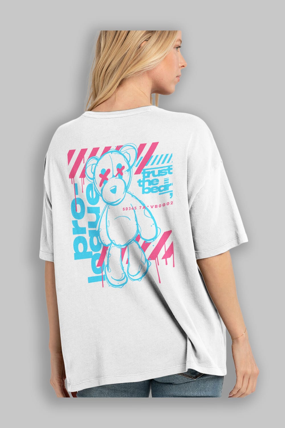 Trust The Bear Arka Baskılı Oversize t-shirt Erkek Kadın Unisex