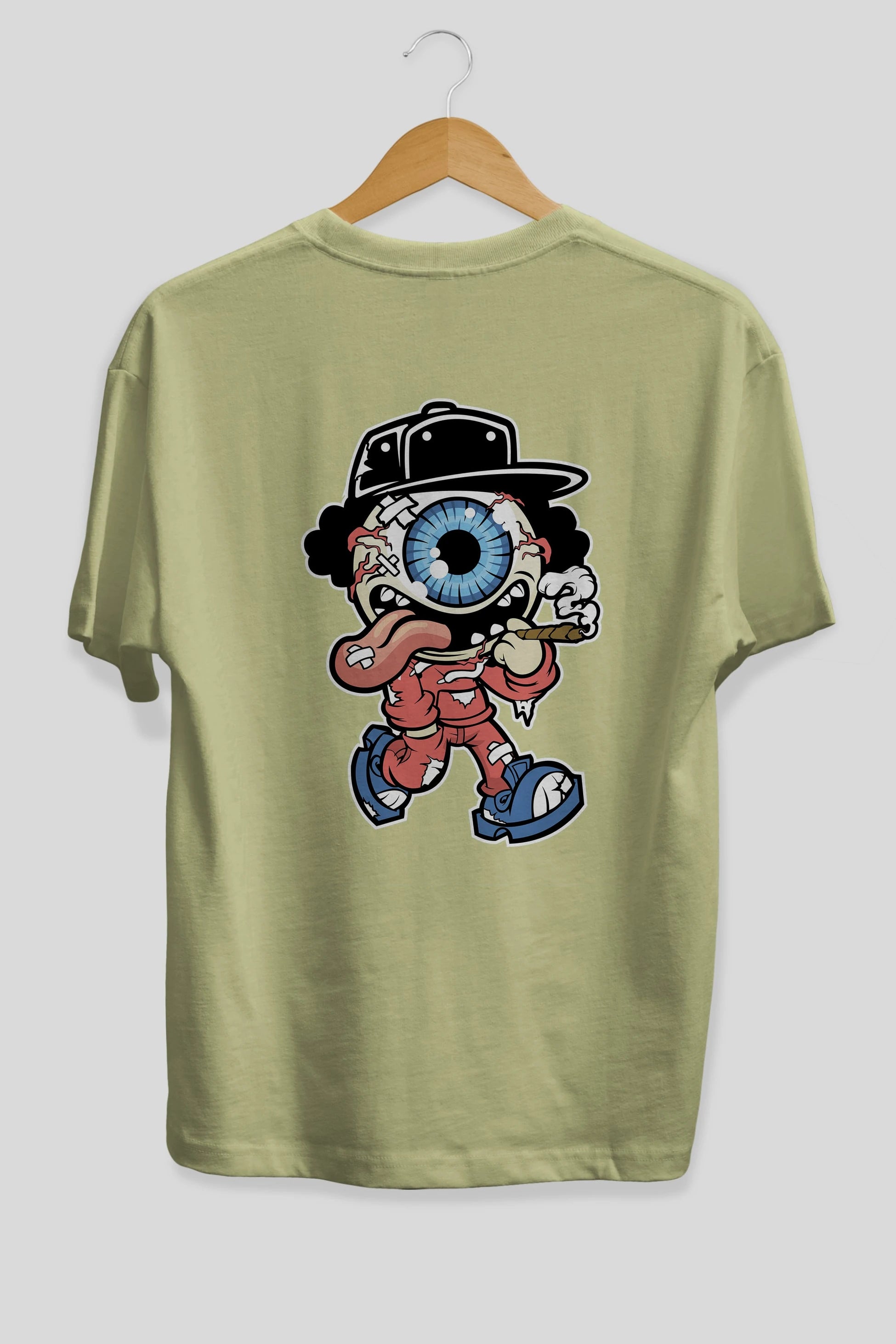 Eyeball Monster Arka Baskılı Oversize t-shirt Erkek Kadın Unisex %100 Pamuk tişort