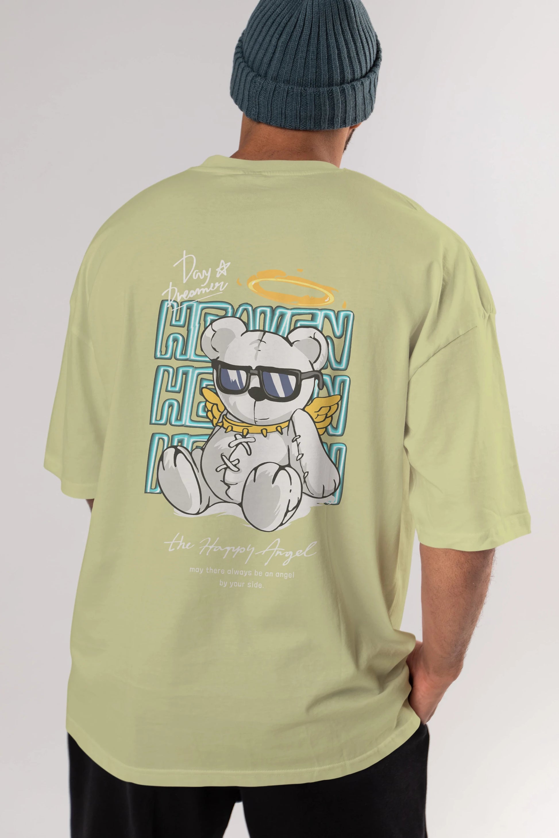 Heaven Bear Arka Baskılı Oversize t-shirt Erkek Kadın Unisex