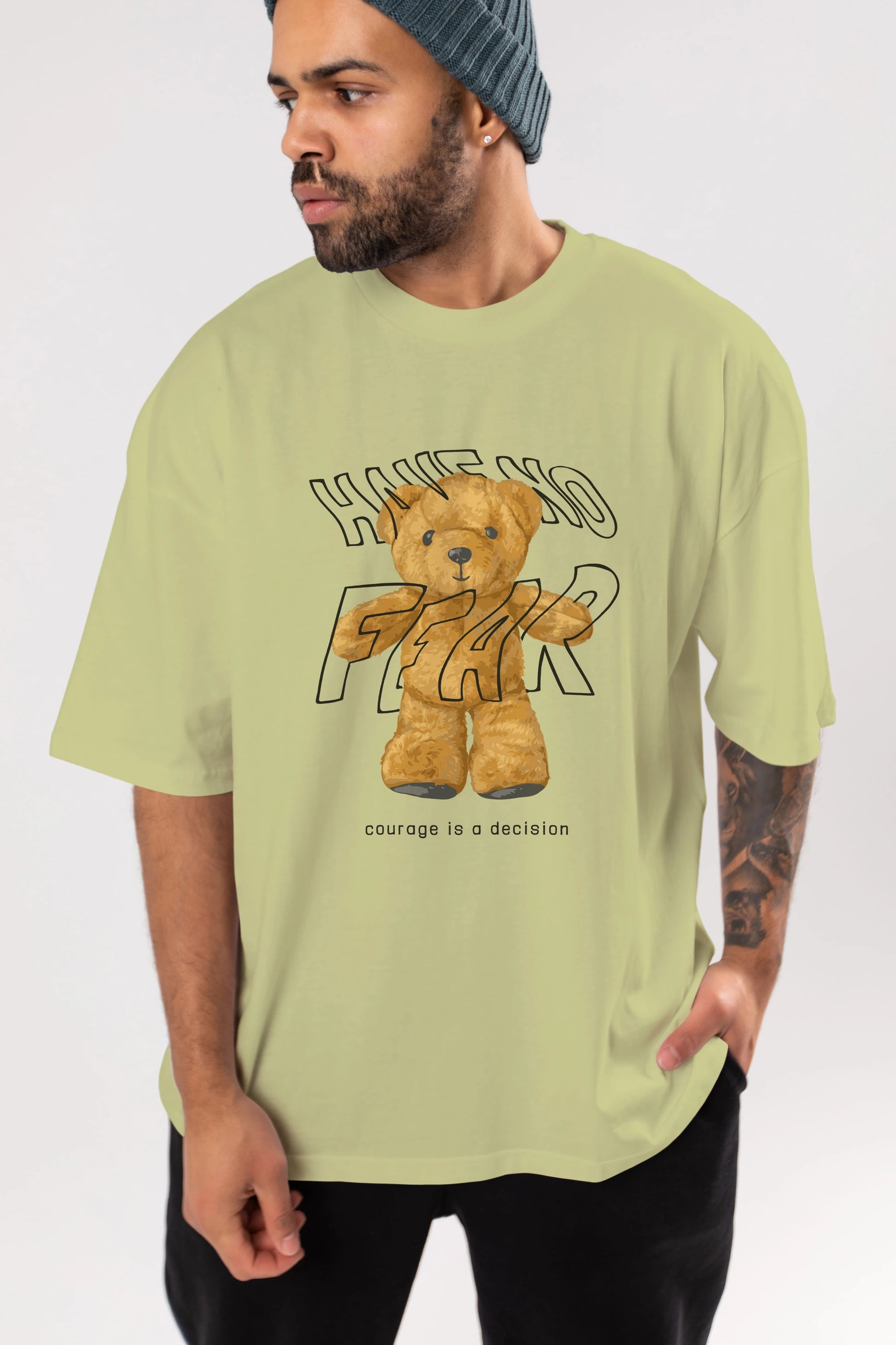 Have no Fear Bear Ön Baskılı Oversize t-shirt Erkek Kadın Unisex